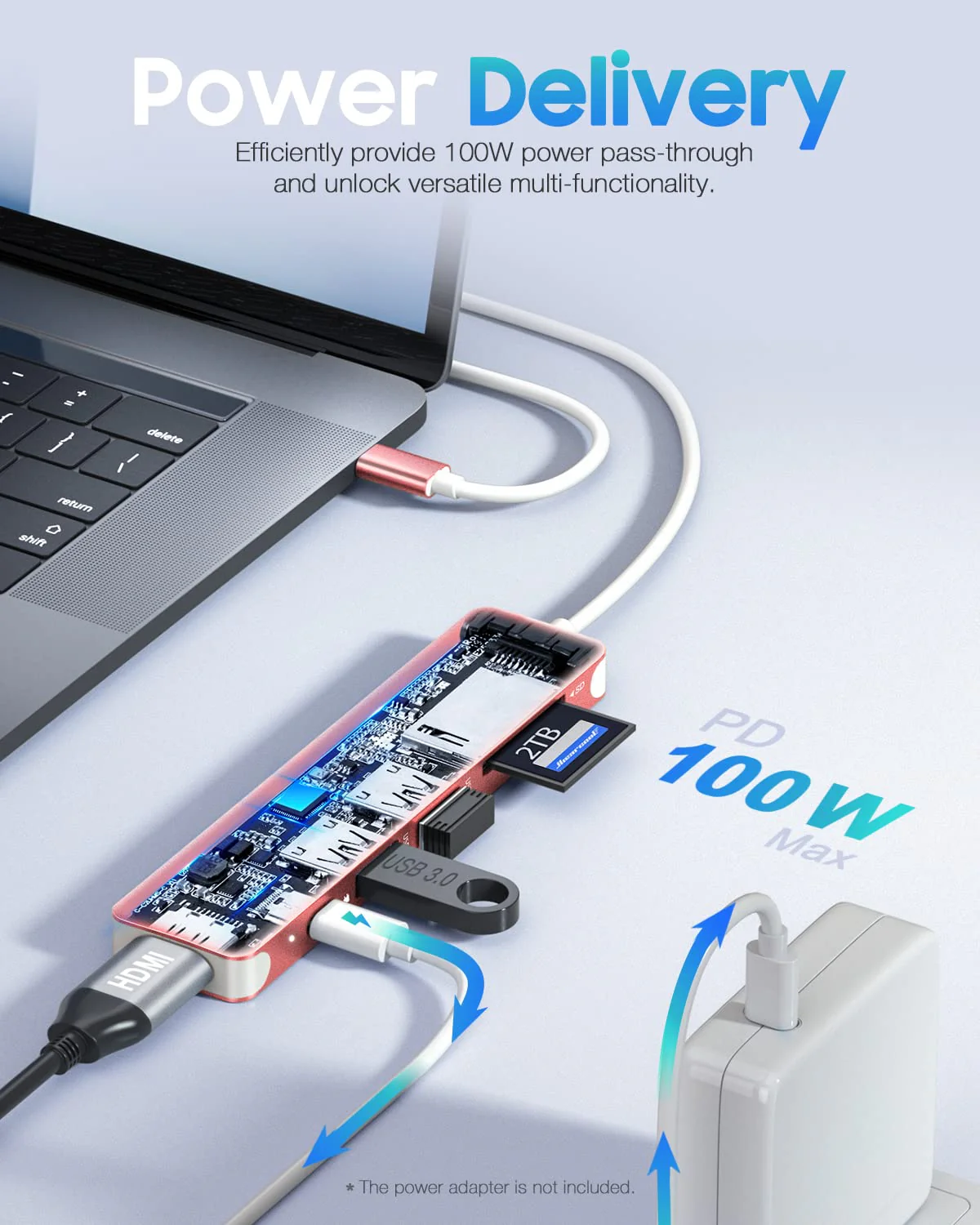 Hiearcool USB C Hub,USB C Dongle,7IN1 USB C to HDMI Multple Adapter Compatible for MacBook Dell Lenovo Asus Thunderbolt 3 Thunderbolt 4 USB C Docking Station (HDMI USB3.0 TF/SD PD)-Rose Gold Pink - Image 3