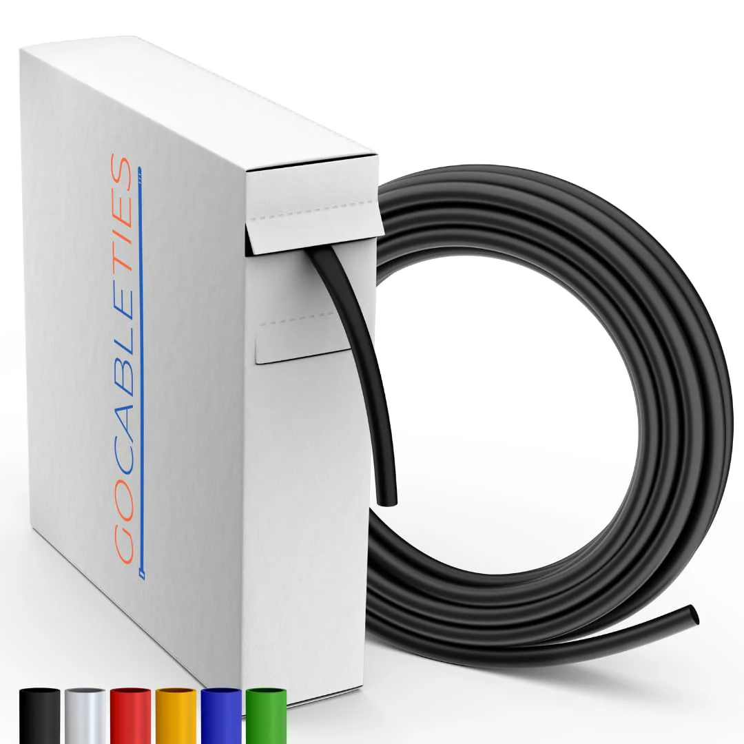 High Quality 2:1 Ratio Mini Heat Shrink Tubing Roll, Inner Diameter Range, Lengths and Colours, High Quality Cable Wrap by Gocableties Black 4,8 mm