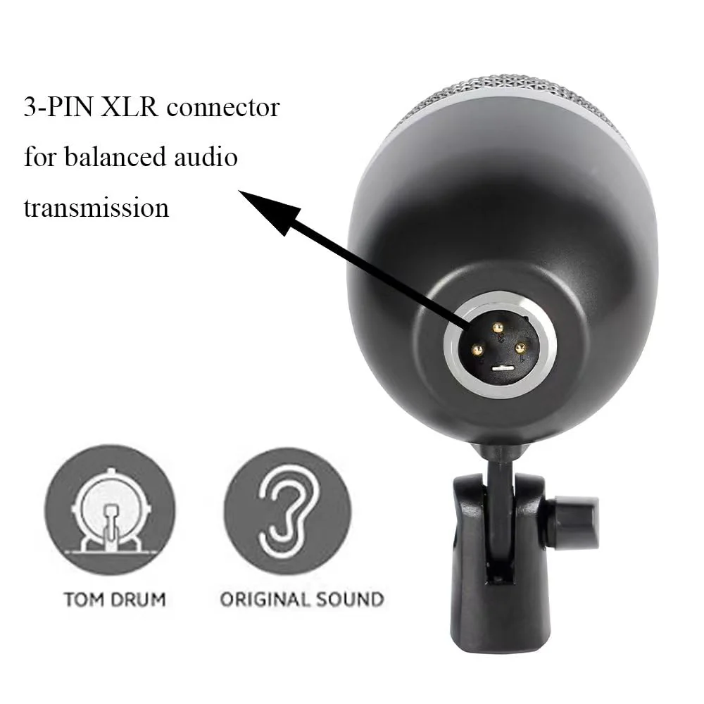 High Sensitivity Kick Drum Microphone with Dynamic Pick Up Pattern,Swivel Adjustable Tom Microphone with Durable Steel Mesh Grille - Image 3