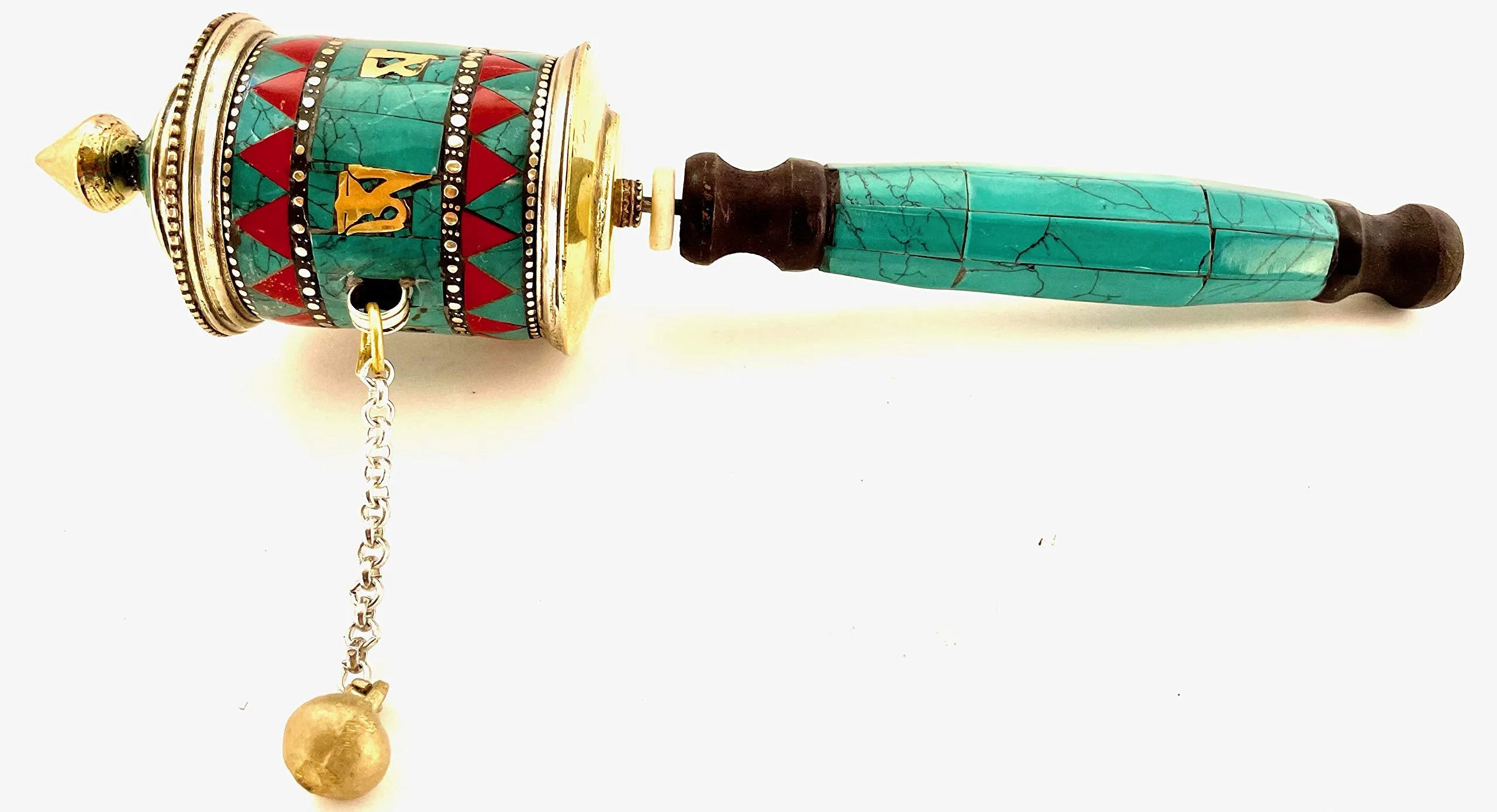 Himalayan Craft Tibetan Buddhist Prayer Wheel Hand Carved Copper Relaxation Meditation Yoga Handheld Spinner Wheel Set Om Mani Padme Hum Mantra Inside - Handmade In Nepal - Image 3