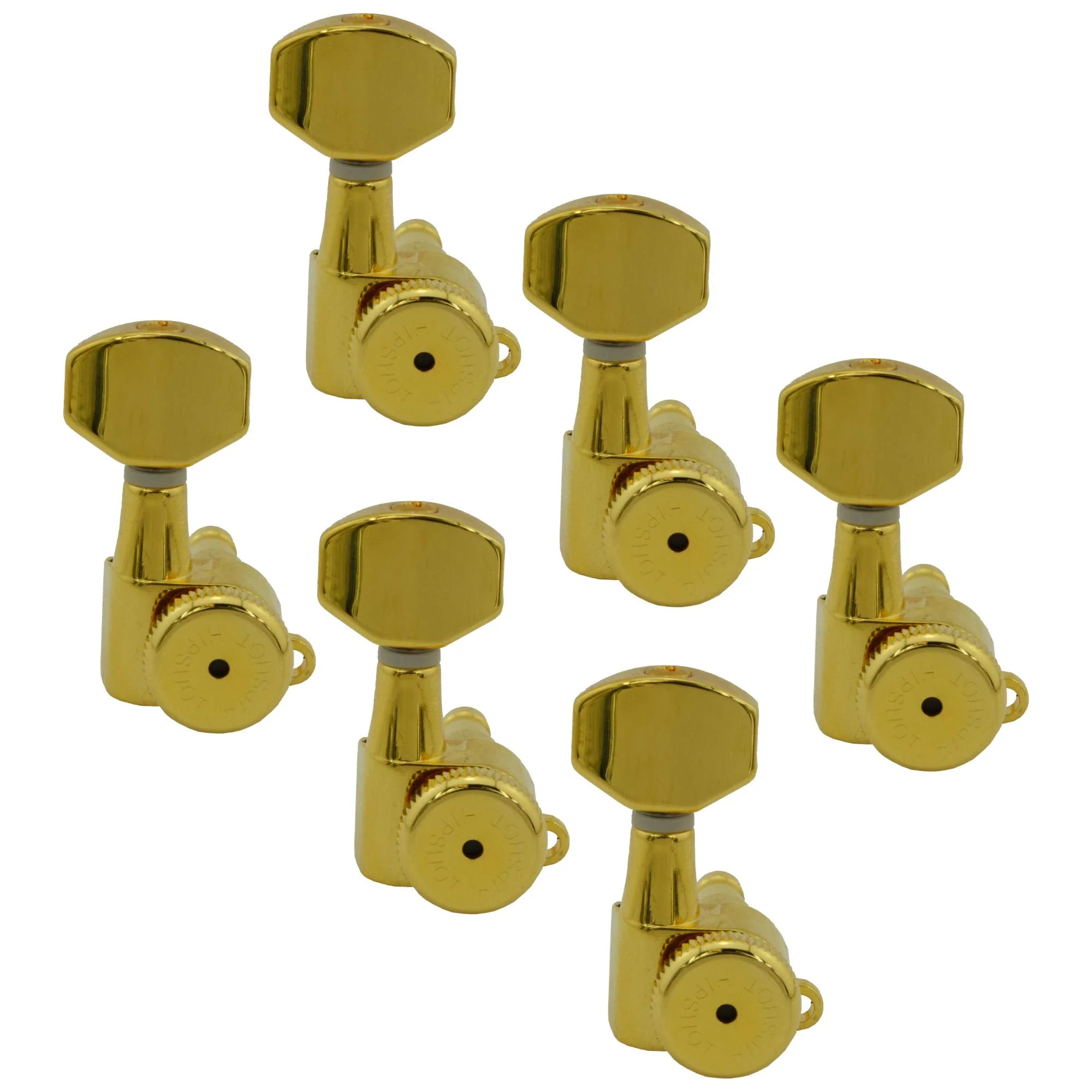 Hipshot Grip-Lock Vintage 6 Inline Bass Side Staggered Closed 8.5mm Tuners with Universal Mounting Plate, Gold