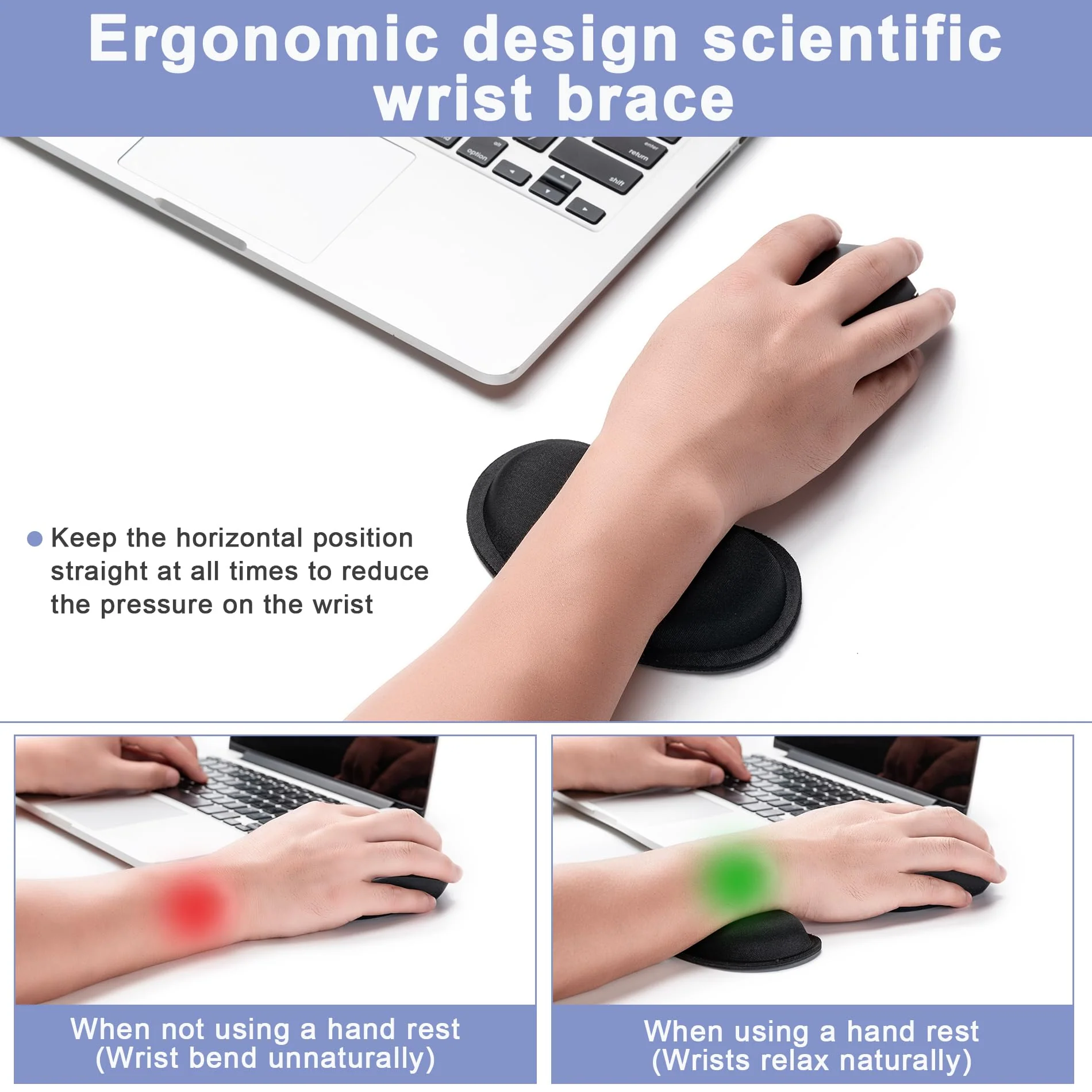 Hoewina Keyboard Wrist Rest,Ergonomic Wrist Rest,Superfine Fabric and Gel Memory Foam Wrist Pad for Computer Keyboard for Easy Typing & Pain Relief, Suitable for Office, Family, Outdoor, Black - Image 3