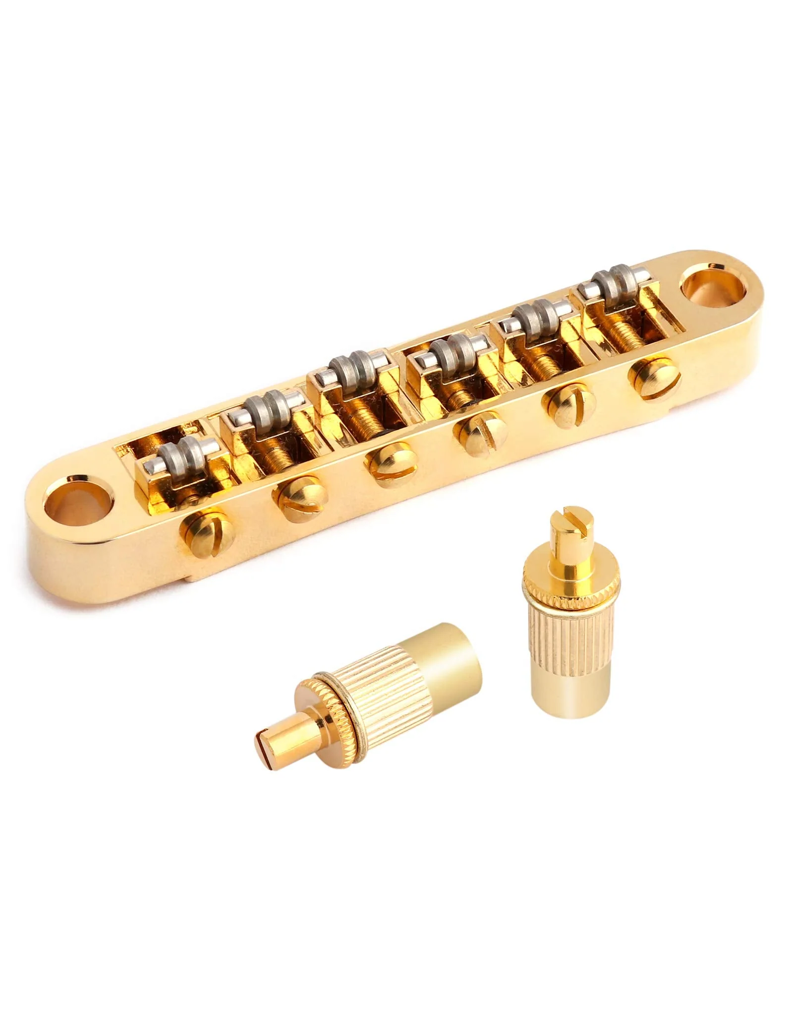 Holmer Tune-O-Matic Style Guitar Bridge Roller Saddles 6 String Gold Plated Compatible with LP Les Paul SG Style Electric Guitar Parts Replacement. - Image 9