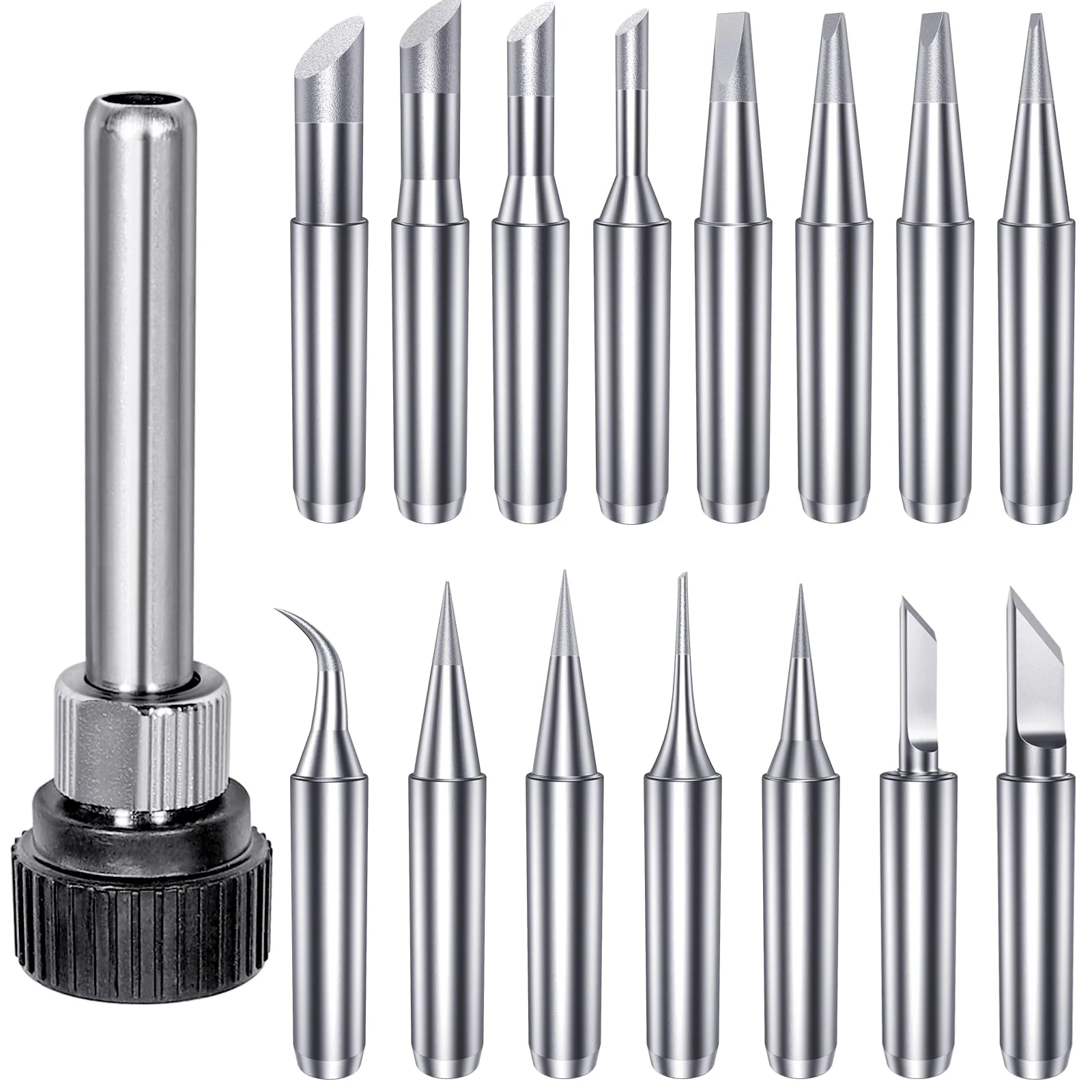 HOLMOL Pack of 15 Soldering Tips, 900 m, Copper Soldering Iron Tips with Welding Sleeve, Soldering Tips Set 900M-T, Soldering Tips with Welding Sleeve, Replacement Soldering Tips for Soldering