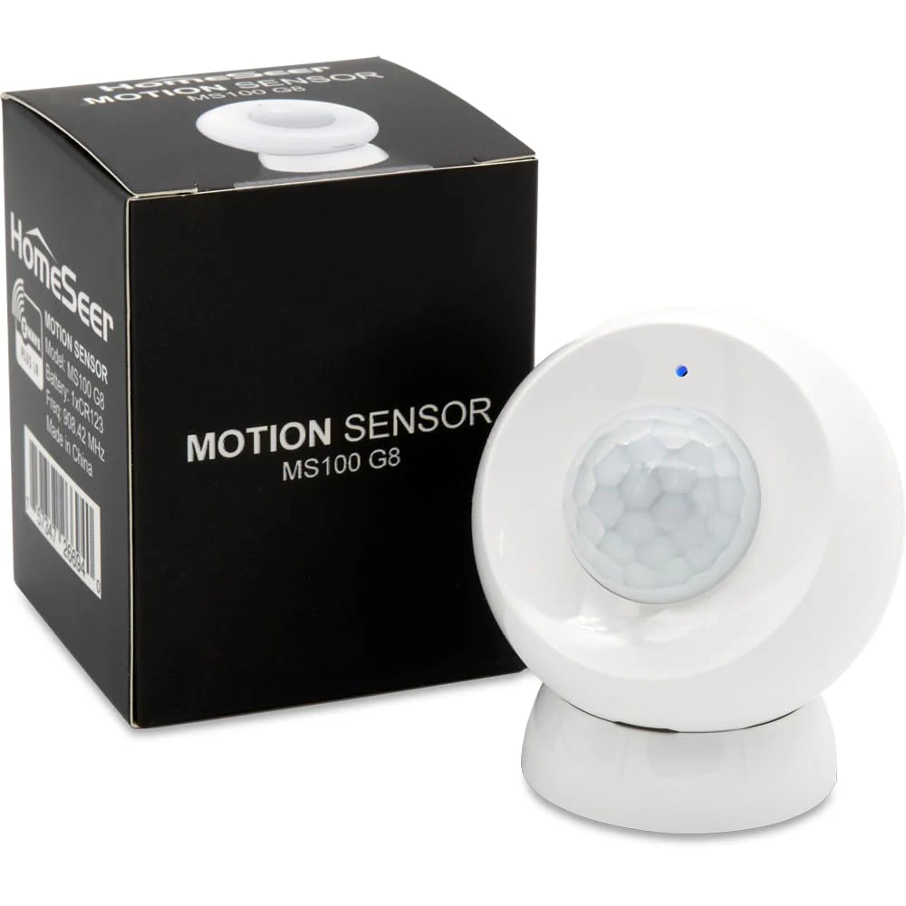 HomeSeer Smart Motion Sensor (MS100 G8), 800 Series Mesh & Long Range Z-Wave Technology, Compatible with HomeSeer, Home Assistant, Hubitat (1-Pack) 1-Pack
