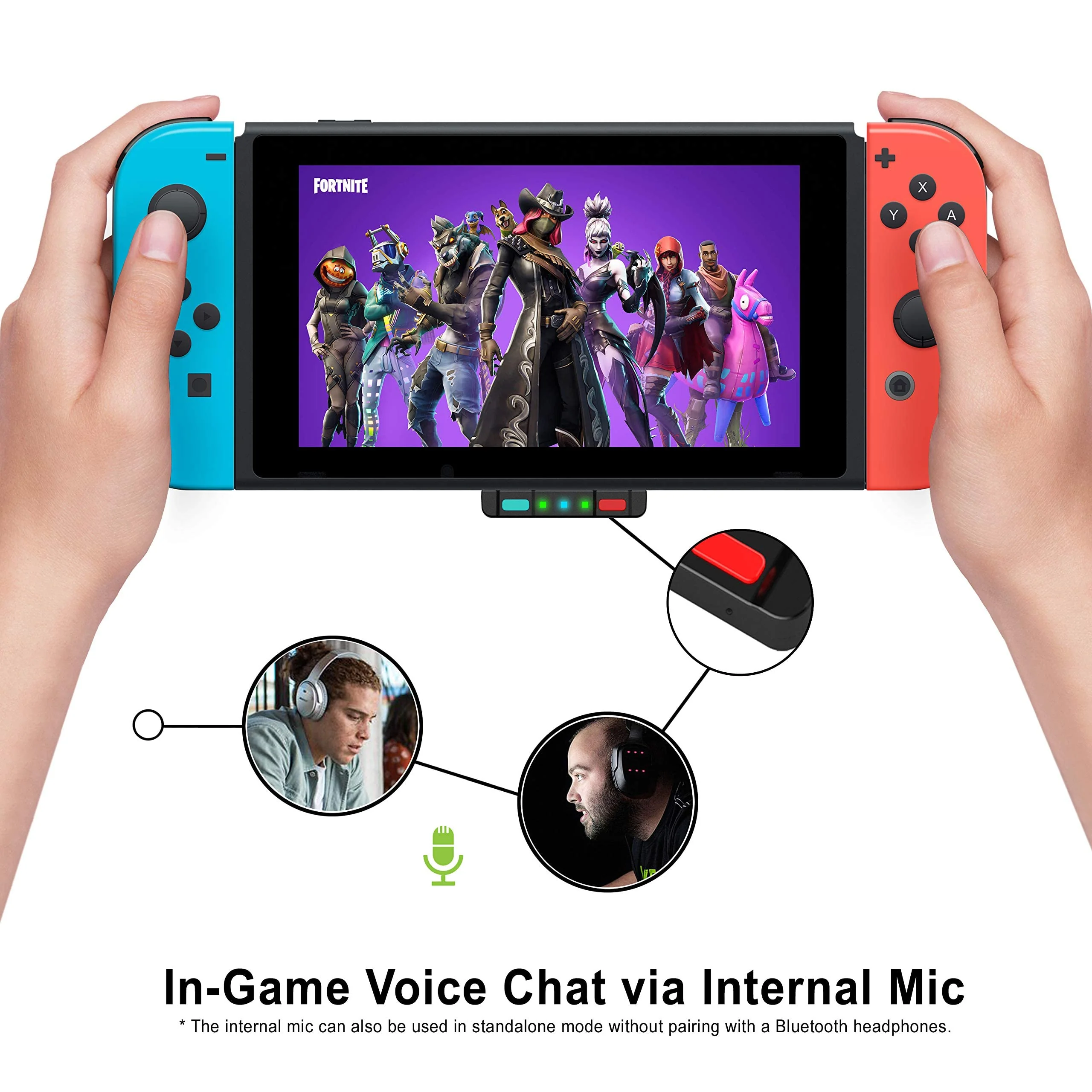 HomeSpot Bluetooth Audio Adapter with USB-C, Built-in mic, for Nintendo Switch, PS4, PS5, PC, Supports Headphones mic, aptX Low Latency, Dual Headphones, in-Game Voice Chat Blue & Red - Image 4