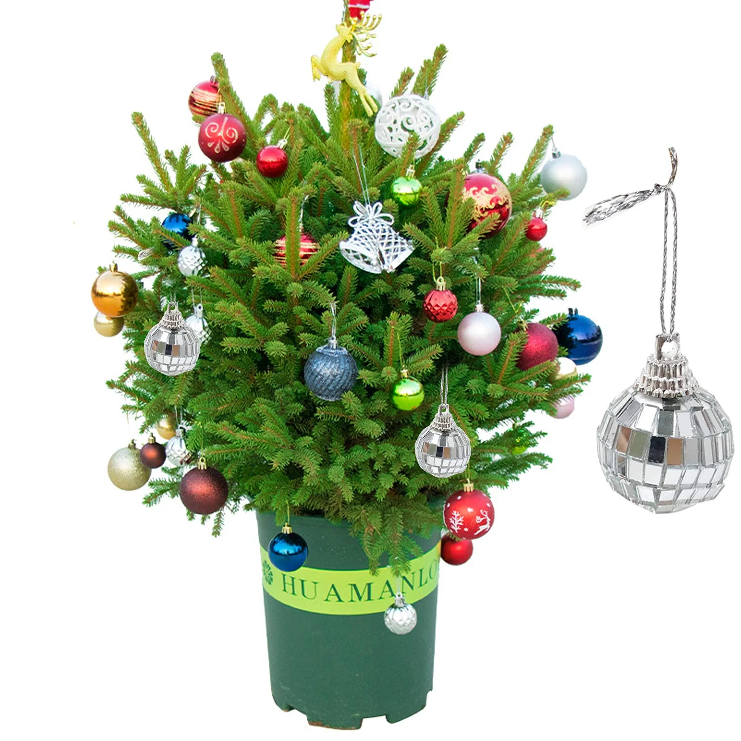 Honbay 12PCS Mirror Disco Ball Tree Ornament Decoration with Fastening Strap for Home and Party (1.1 Inch) - Image 4