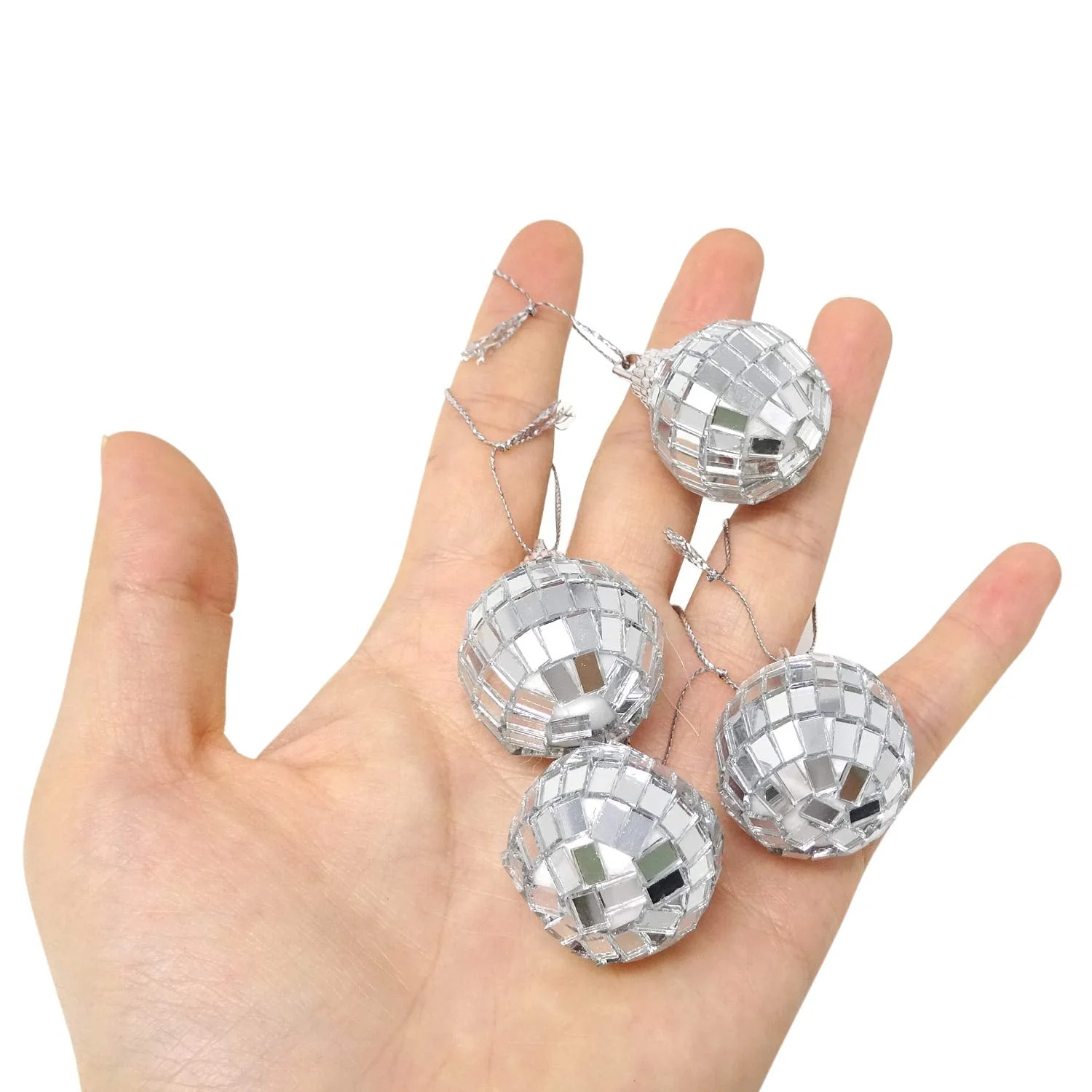 Honbay 12PCS Mirror Disco Ball Tree Ornament Decoration with Fastening Strap for Home and Party (1.1 Inch) - Image 6