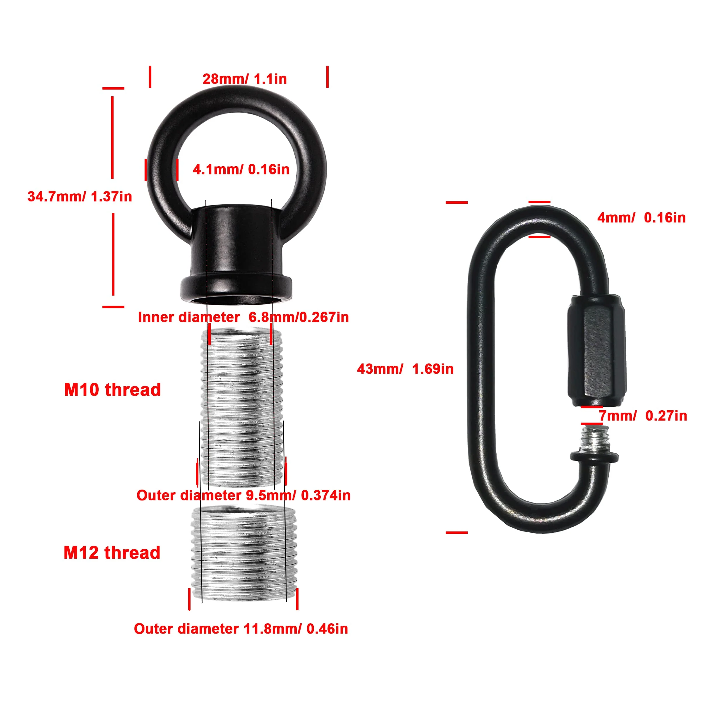 Hook Rings for Light Fixture M10/M12 Available Pack of 2 with 2 Link Buckles - Image 2