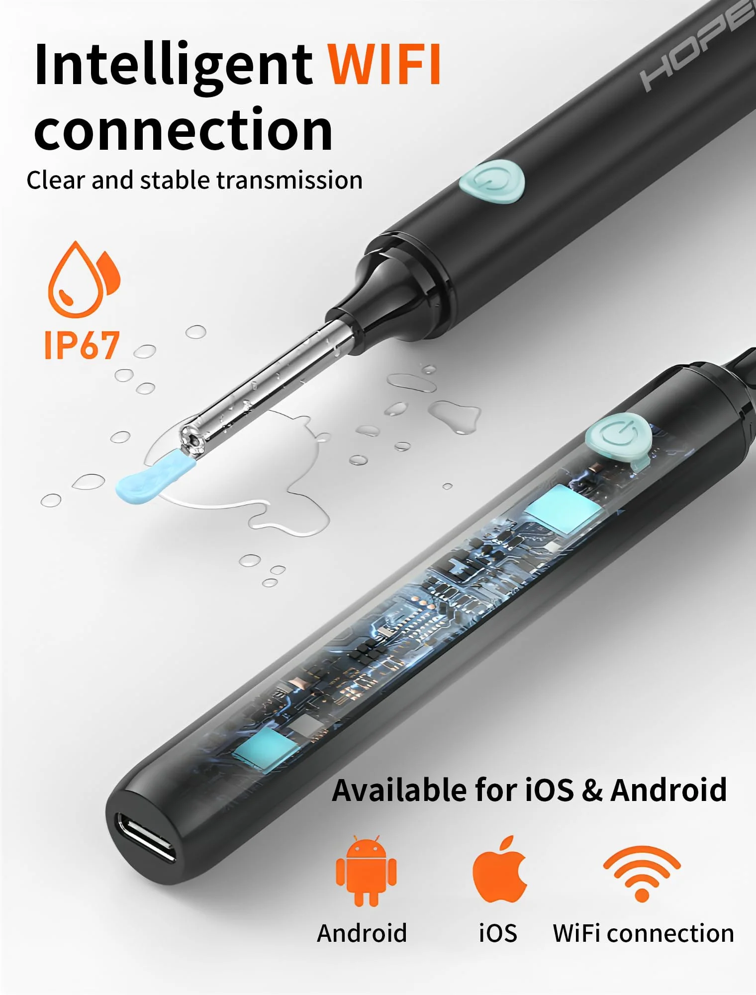 Hopefox Ear Wax Remover Otoscope, 1080P HD WiFi Ear Cleaner with Camera and 6 LEDs Lights, Ear Cleaning for Baby, Children, Adults 2-Black - Image 5