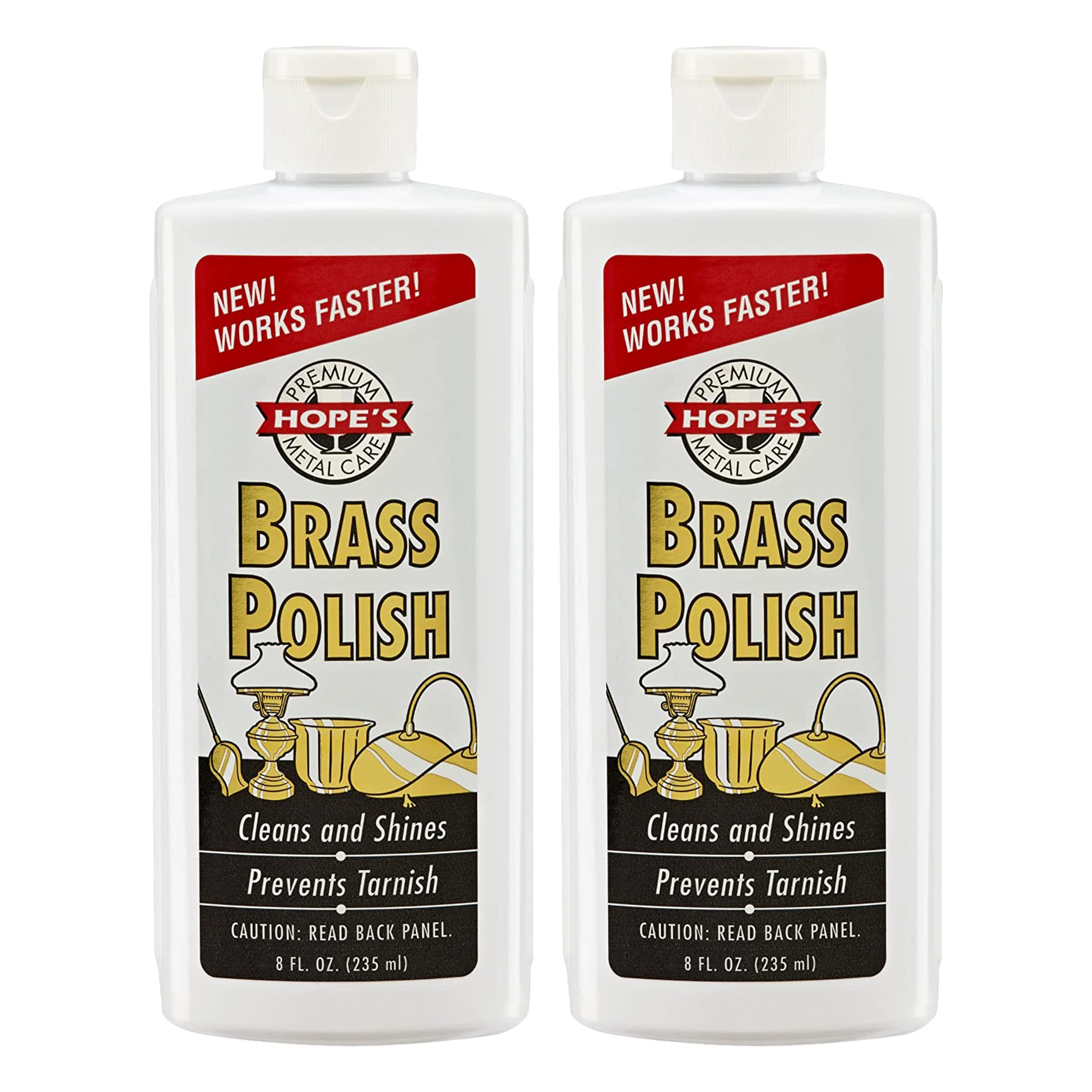 HOPE'S Brass Polish and Cleaner, Prevents Tarnish, Safe for Brass, Copper, Chrome, and Sterling Silver, Metal Polish for Cymbals, Trombone, Trumpet, and Other Instruments, 8 oz, Pack of 2 8 Fl Oz (Pack of 2)