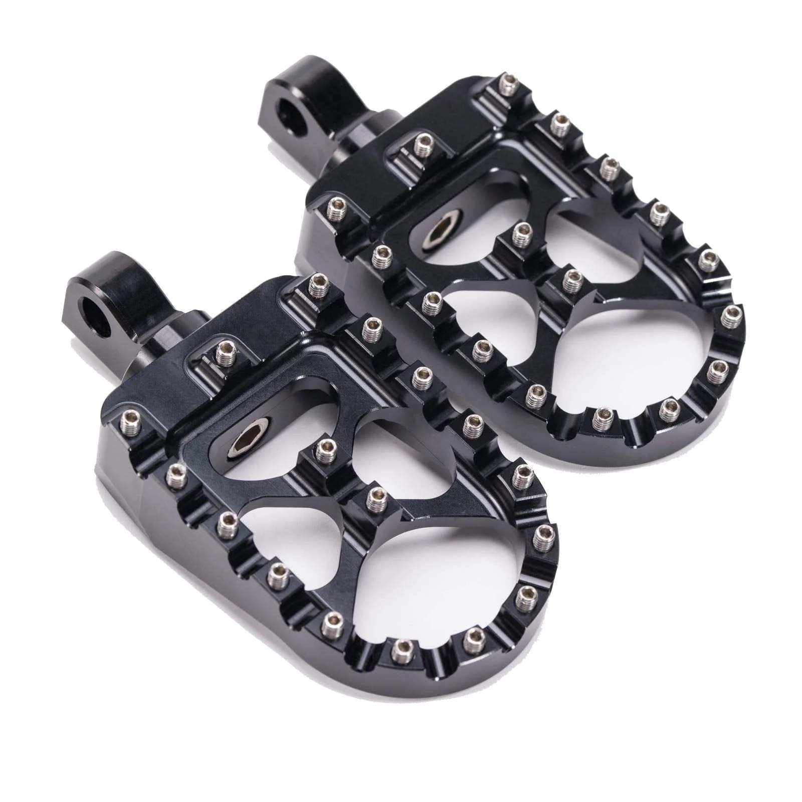 Hopider CNC Wide Foot Pegs 360° Roating MX Chopper Bobber Style for harley Dyna Sportster Fatboy Iron 883,Black black