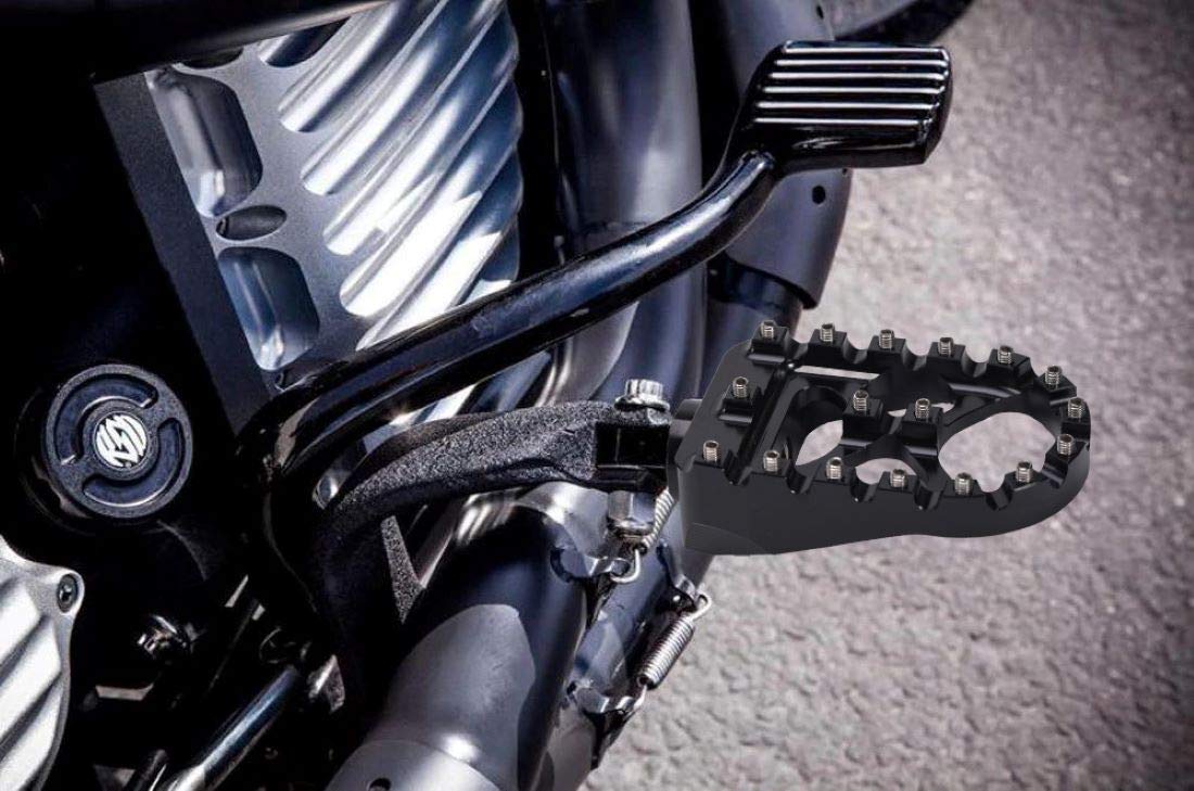 Hopider CNC Wide Foot Pegs 360° Roating MX Chopper Bobber Style for harley Dyna Sportster Fatboy Iron 883,Black black - Image 7