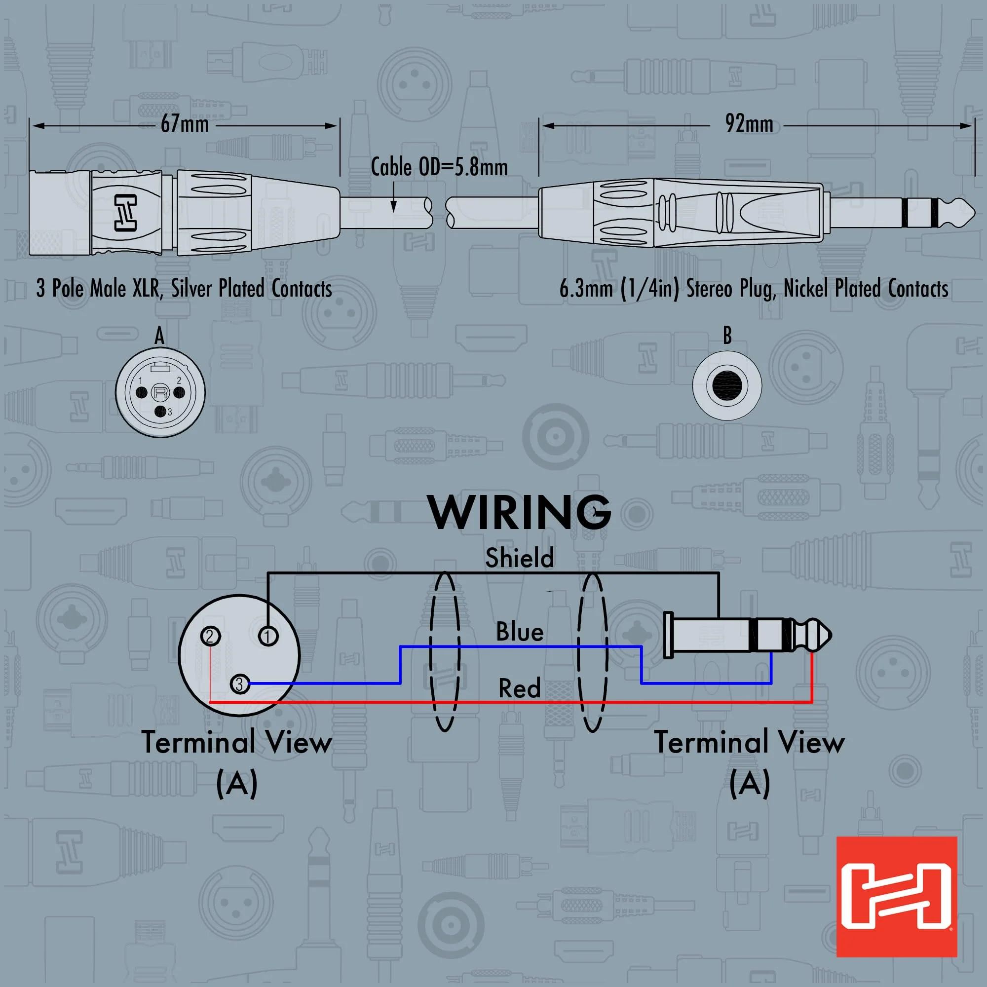 Hosa Pro HSX-050 Balanced Interconnect, REAN 1/4 Inches TRS to XLR3 Meter, 50 Feet - Image 7