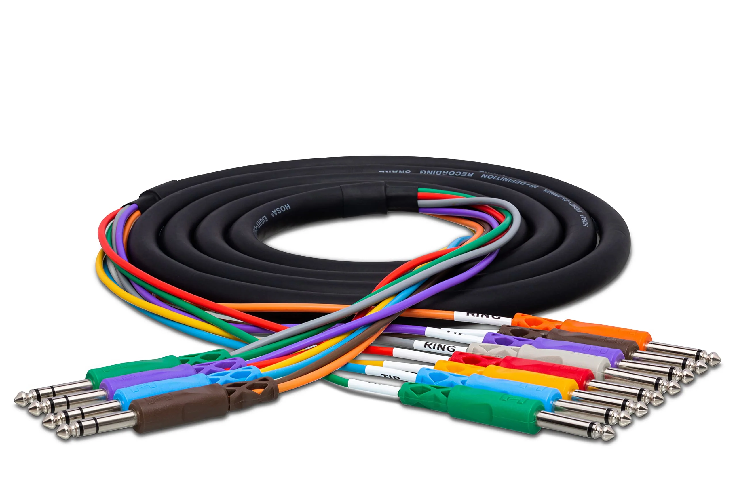 Hosa STP-804 Insert Snake, 1/4 Inch TRS to Dual 1/4 Inch TS, 13 Feet