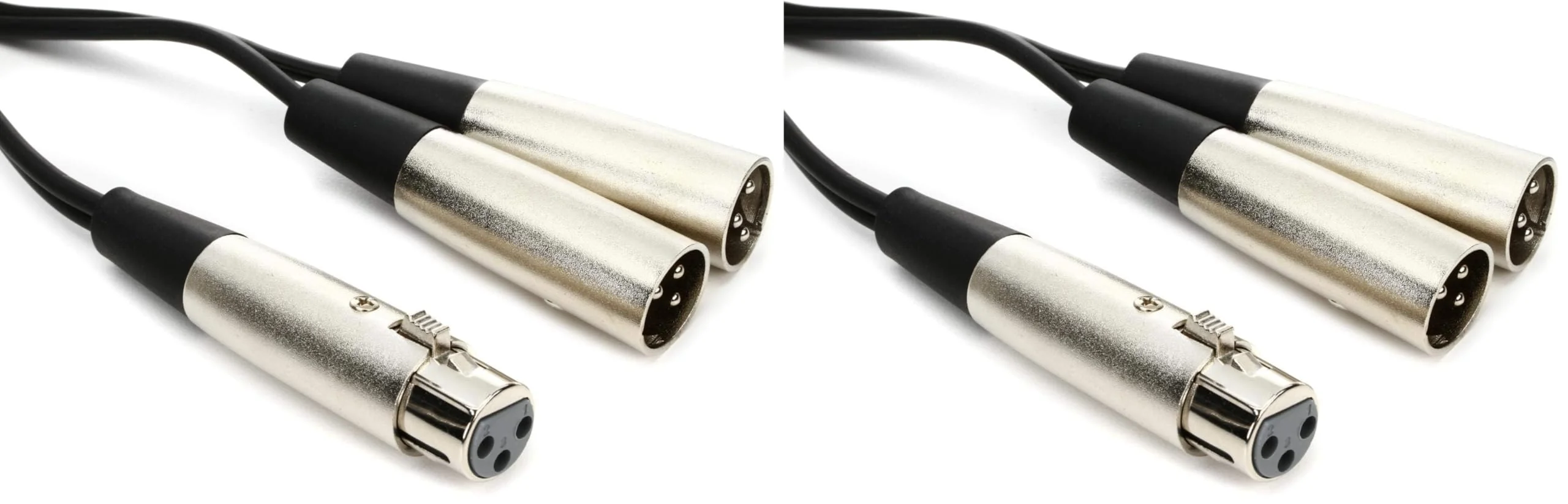 HOSA YXM-101.5 XLR3F to Dual XLR3M Y Cable, 1.5 Feet (Pack of 2) 1 Count (Pack of 2)