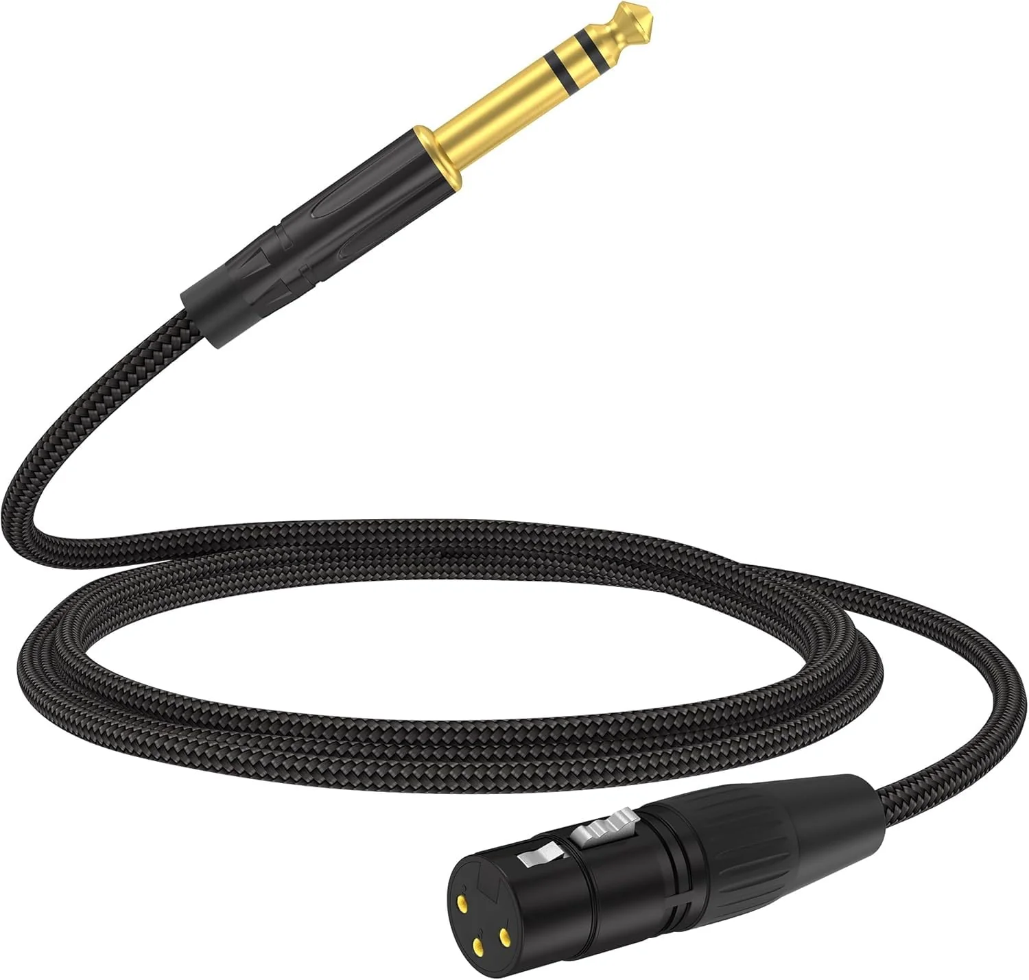 HOSONGIN XLR Female to 1/4 TRS Male Balanced Cable, 6.35mm Balanced Stereo Jack Cable with 3-Pin Connector, Nylon Braided for Live Sound, Electronic Organ, Mixers Studio Gear, 10 Feet 1-Pack Black