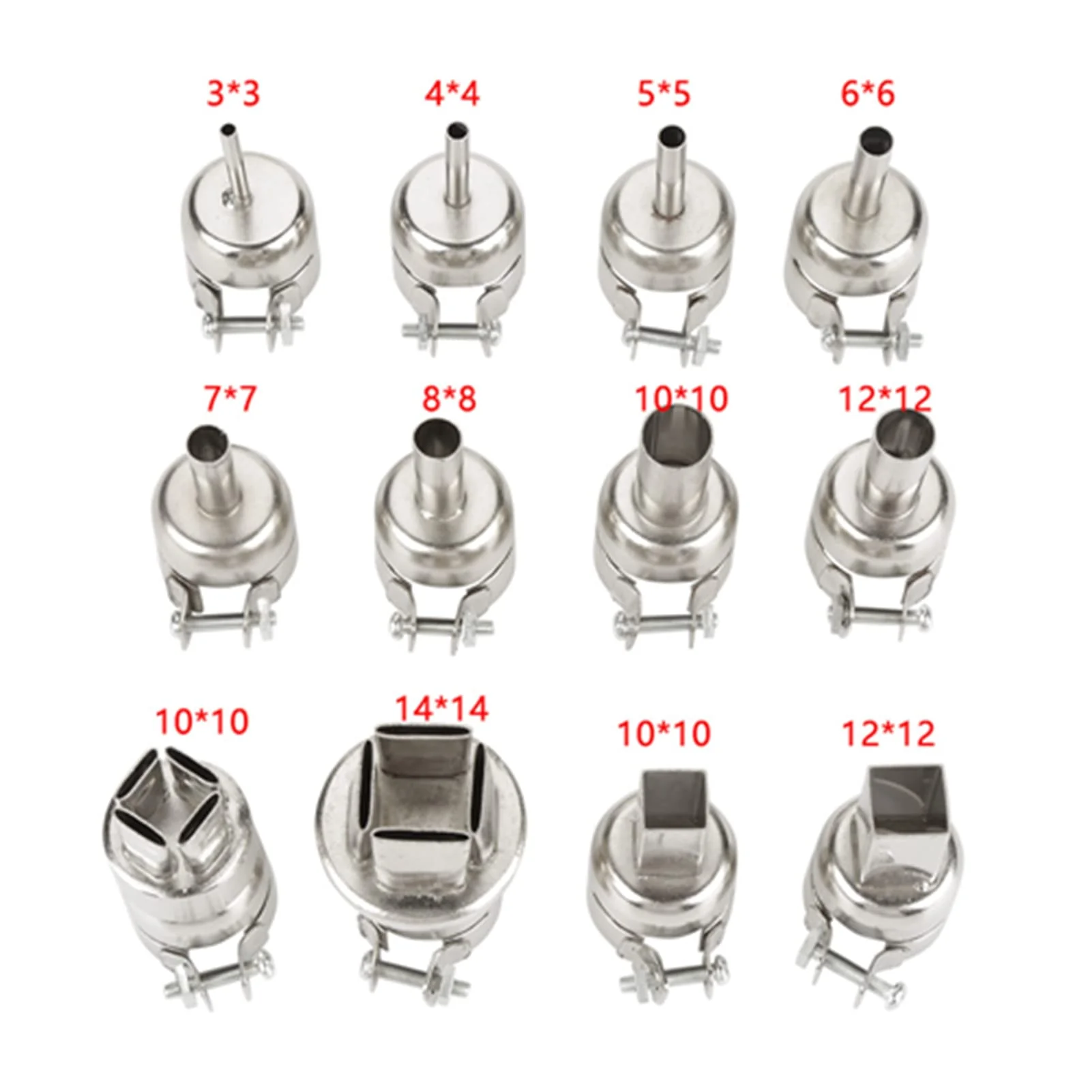 Hot Air Gun Nozzle Heat Nozzle 12pcs Steel Heat Nozzle Set for 850 Hot Air Soldering Station Repair Tool Accessories Heat Soldering Heat Guns - Image 2