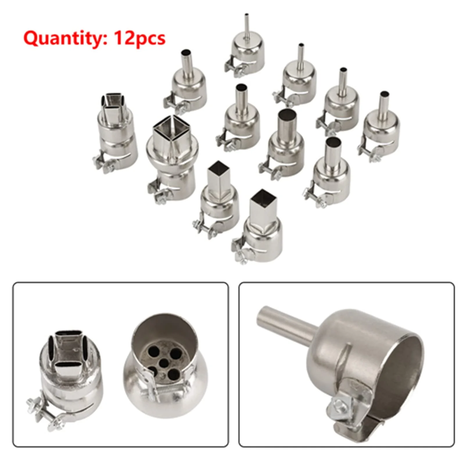 Hot Air Gun Nozzle Heat Nozzle 12pcs Steel Heat Nozzle Set for 850 Hot Air Soldering Station Repair Tool Accessories Heat Soldering Heat Guns - Image 3