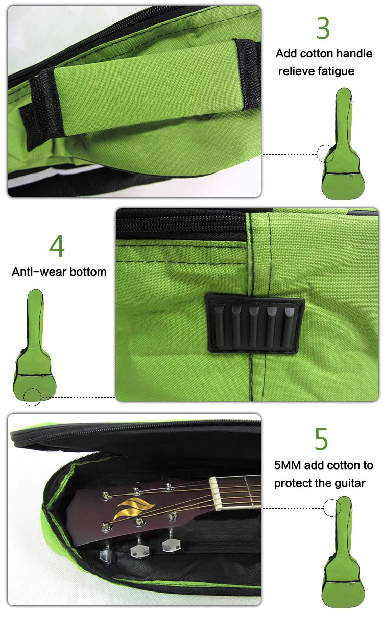 HOT SEAL 5MM Sponge Waterproof Durable Colorful Conventional Guitar Case Bag with Storage (For 40&41 Inch, Black) For 40&41 Inch - Image 5
