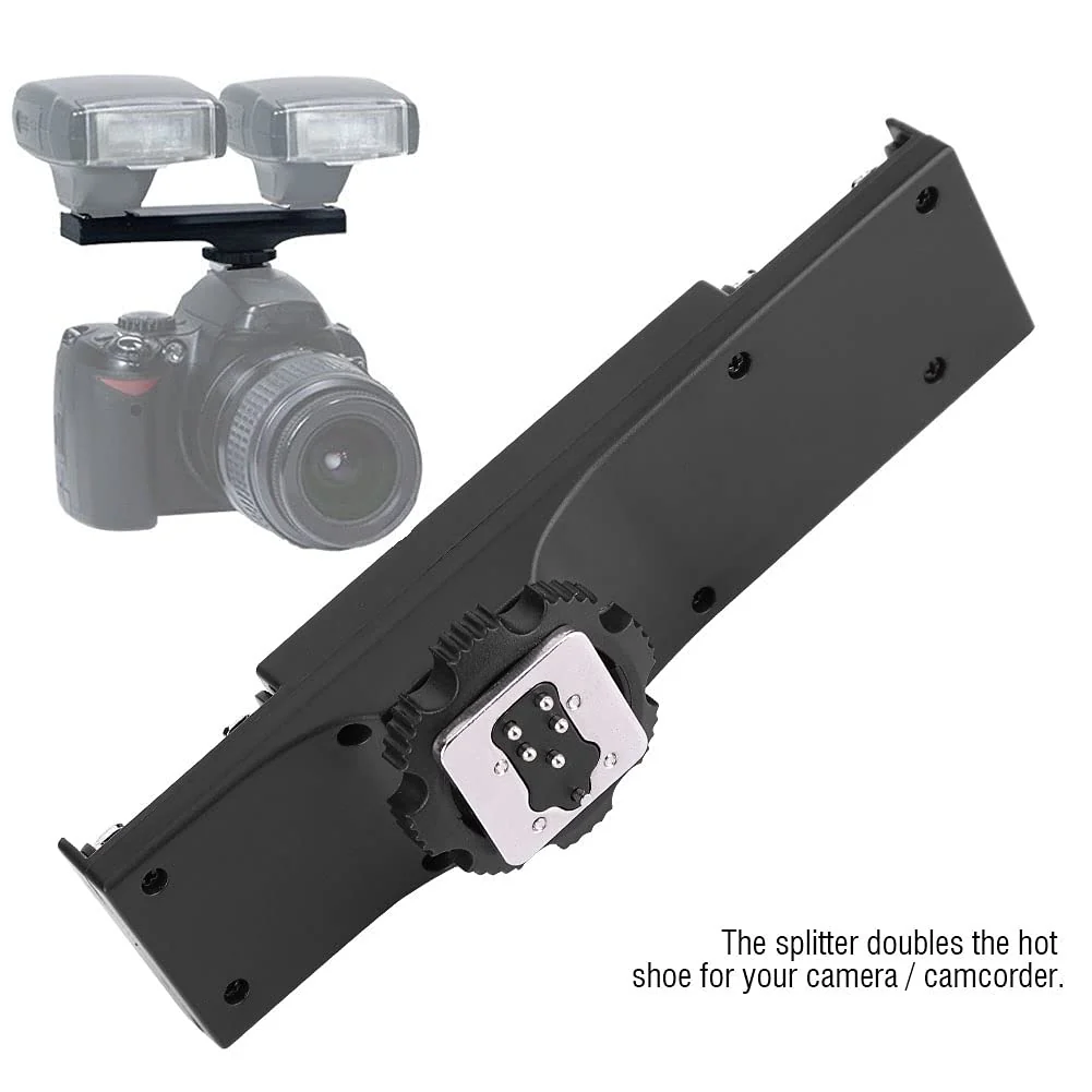 Hot Shoe Splitter, Hot Shoe Flash Light Bracket Ultralight Hot Shoe Extension Bar Mount Hot Shoe Mount Plate Adapter for SLR Camera Camcorder (for SLR (for - Image 7
