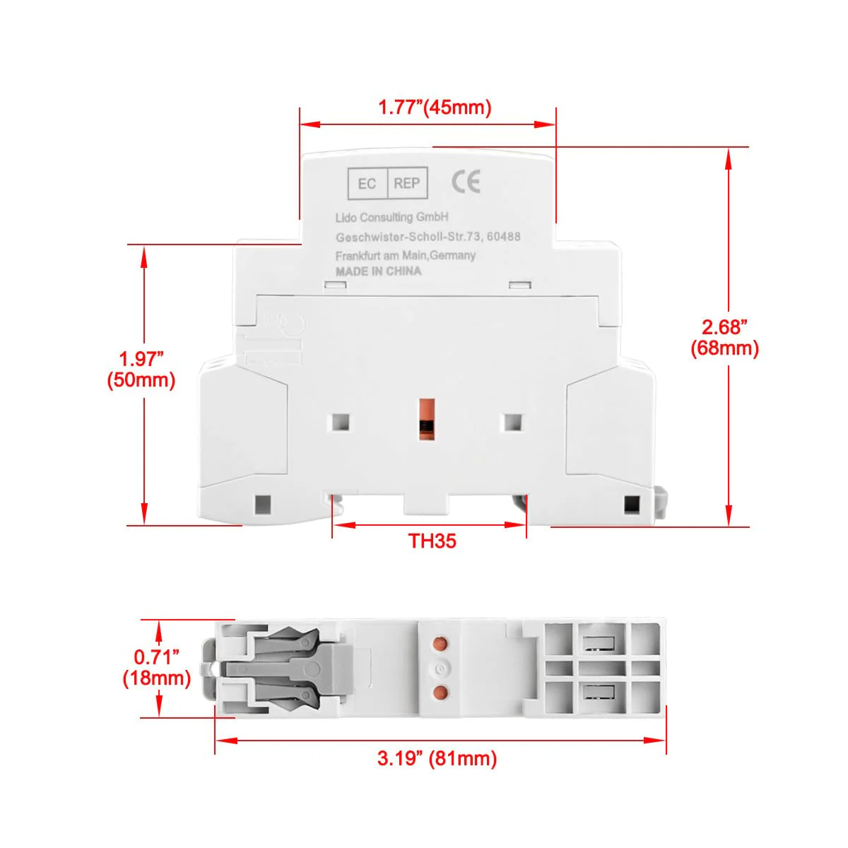 Household AC Contactor, CT1-16, Ie 16A, 2 Pole, Two Normally Open, DC 12V Coil Voltage, 35mm DIN Rail Mount - Image 5
