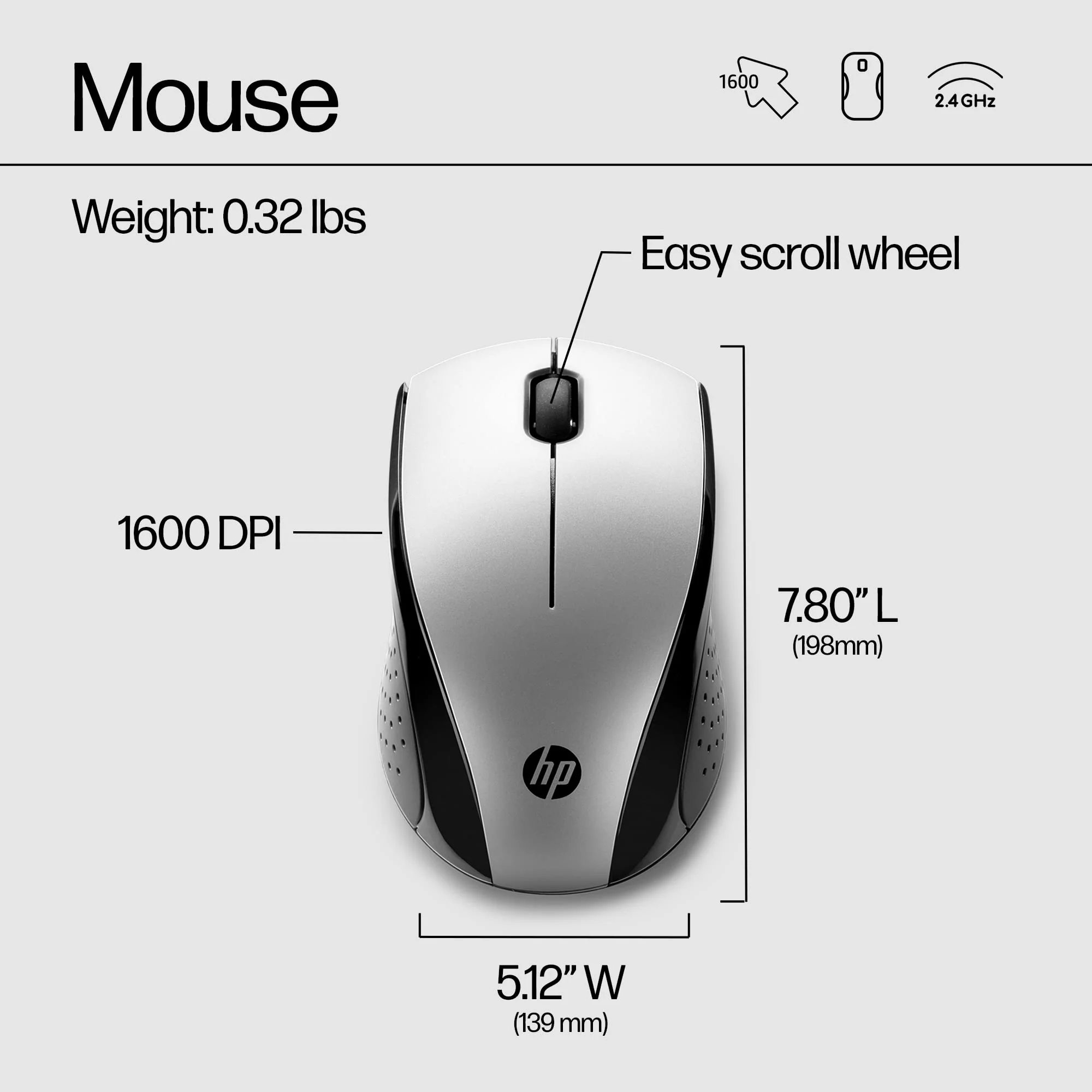 HP X3000 G3 Wireless Mouse Silver, up to 15-Month Battery,Scroll Wheel, Side Grips for Control, Travel-Friendly, Blue LED, Powerful 1600 DPI Optical Sensor, Win XP,8, 11 Compatible (683N9AA#ABL) New Version - Image 8