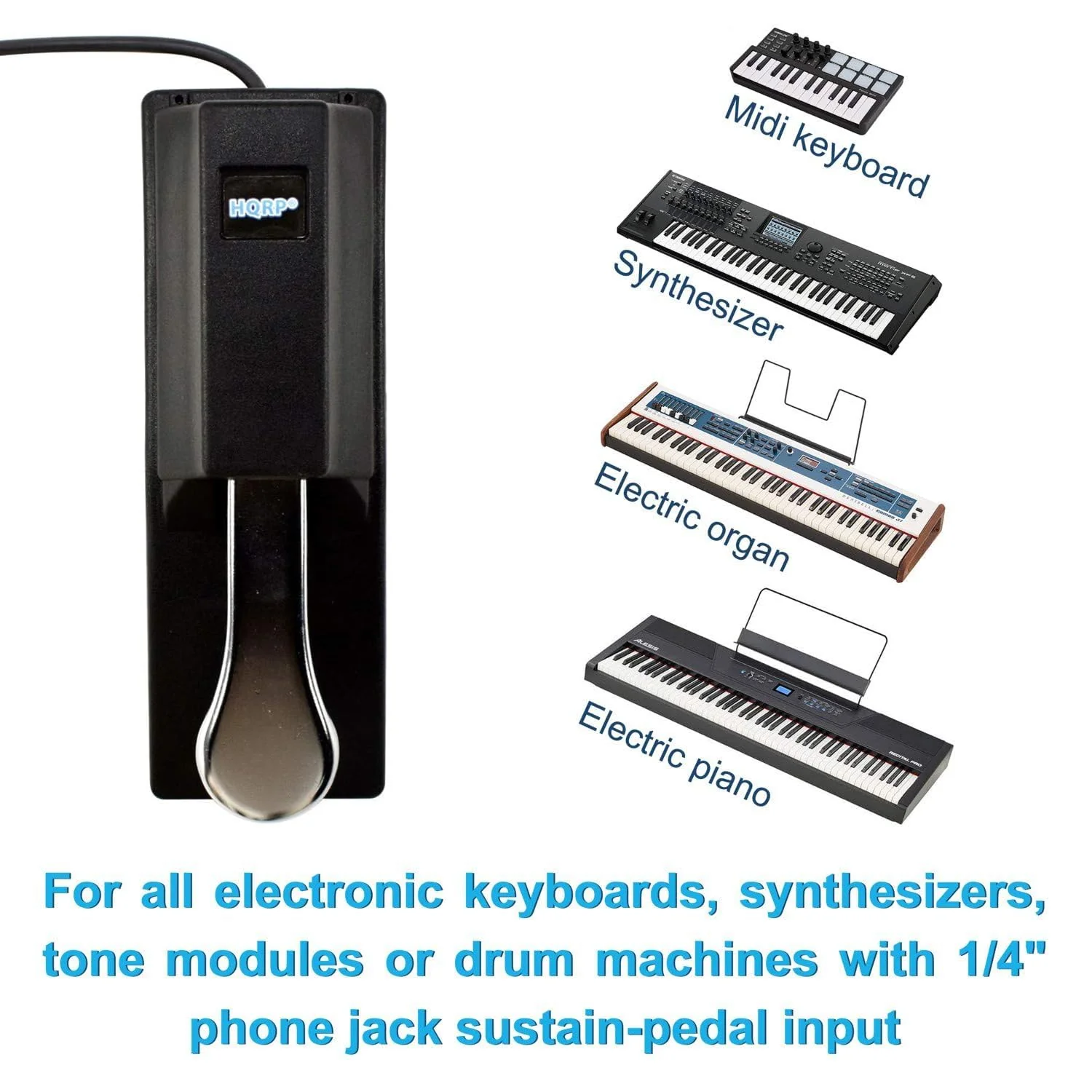HQRP Sustain Pedal compatible with Casio WK-220 WK-225 LK-50 LK-55 LK-73 LK-230 LK-160 LK-165 LK-240 LK-270 LK-280 XW-P1 XW-G1 WK-200 WK-1300 WK-240 WK-245 WK-7600 Keyboards - Image 4