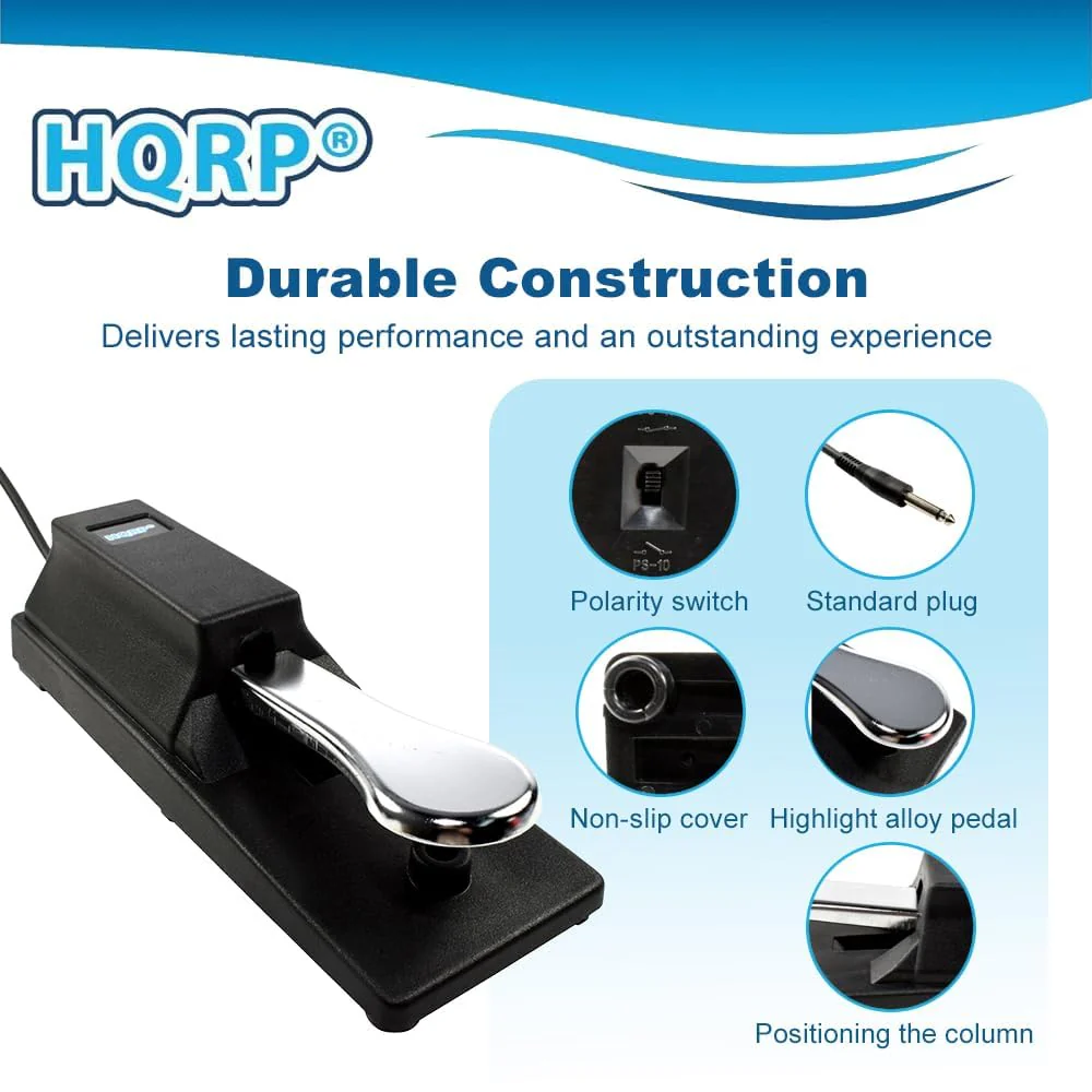 HQRP Sustain Pedal compatible with Casio WK-220 WK-225 LK-50 LK-55 LK-73 LK-230 LK-160 LK-165 LK-240 LK-270 LK-280 XW-P1 XW-G1 WK-200 WK-1300 WK-240 WK-245 WK-7600 Keyboards - Image 5