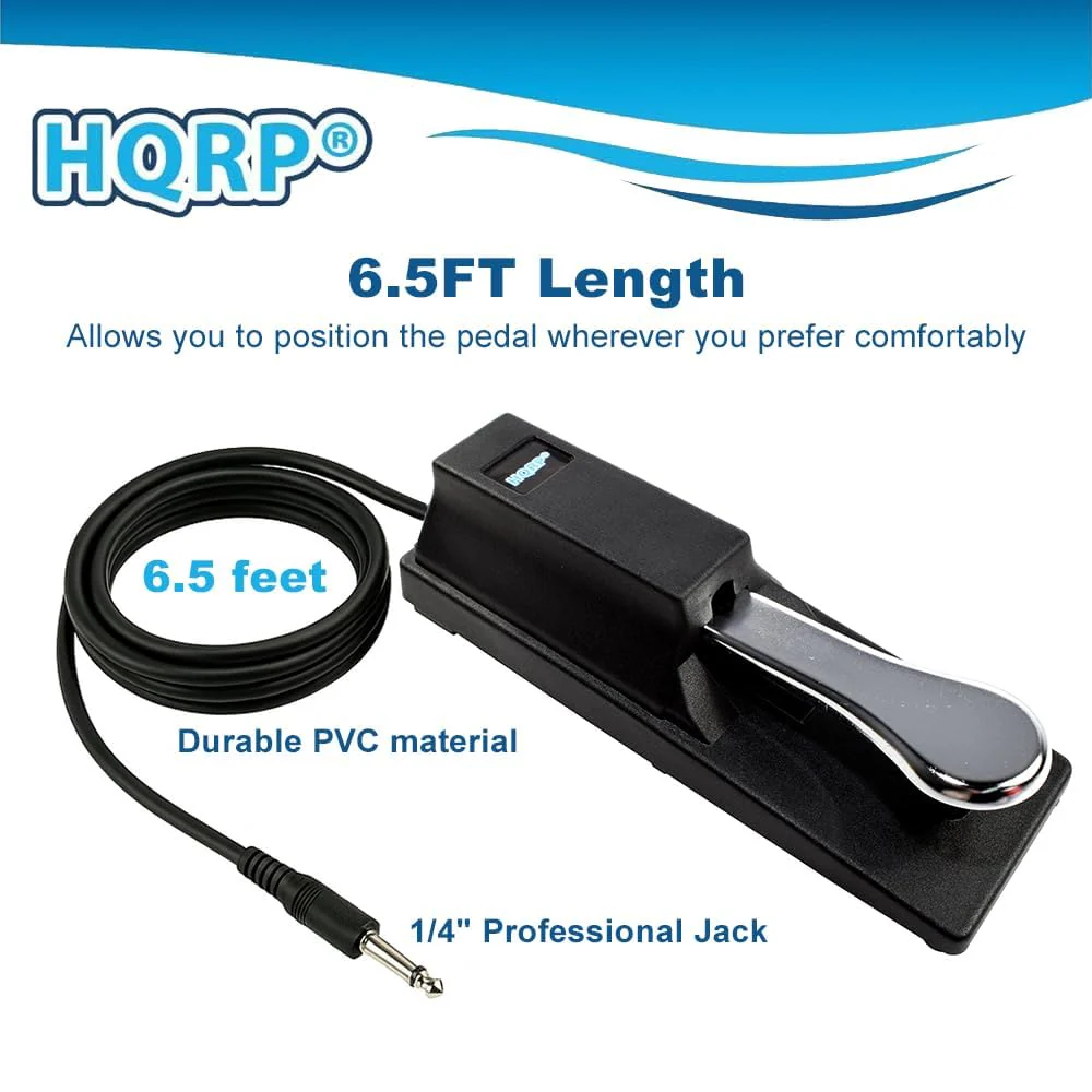 HQRP Sustain Pedal compatible with Casio WK-220 WK-225 LK-50 LK-55 LK-73 LK-230 LK-160 LK-165 LK-240 LK-270 LK-280 XW-P1 XW-G1 WK-200 WK-1300 WK-240 WK-245 WK-7600 Keyboards - Image 7