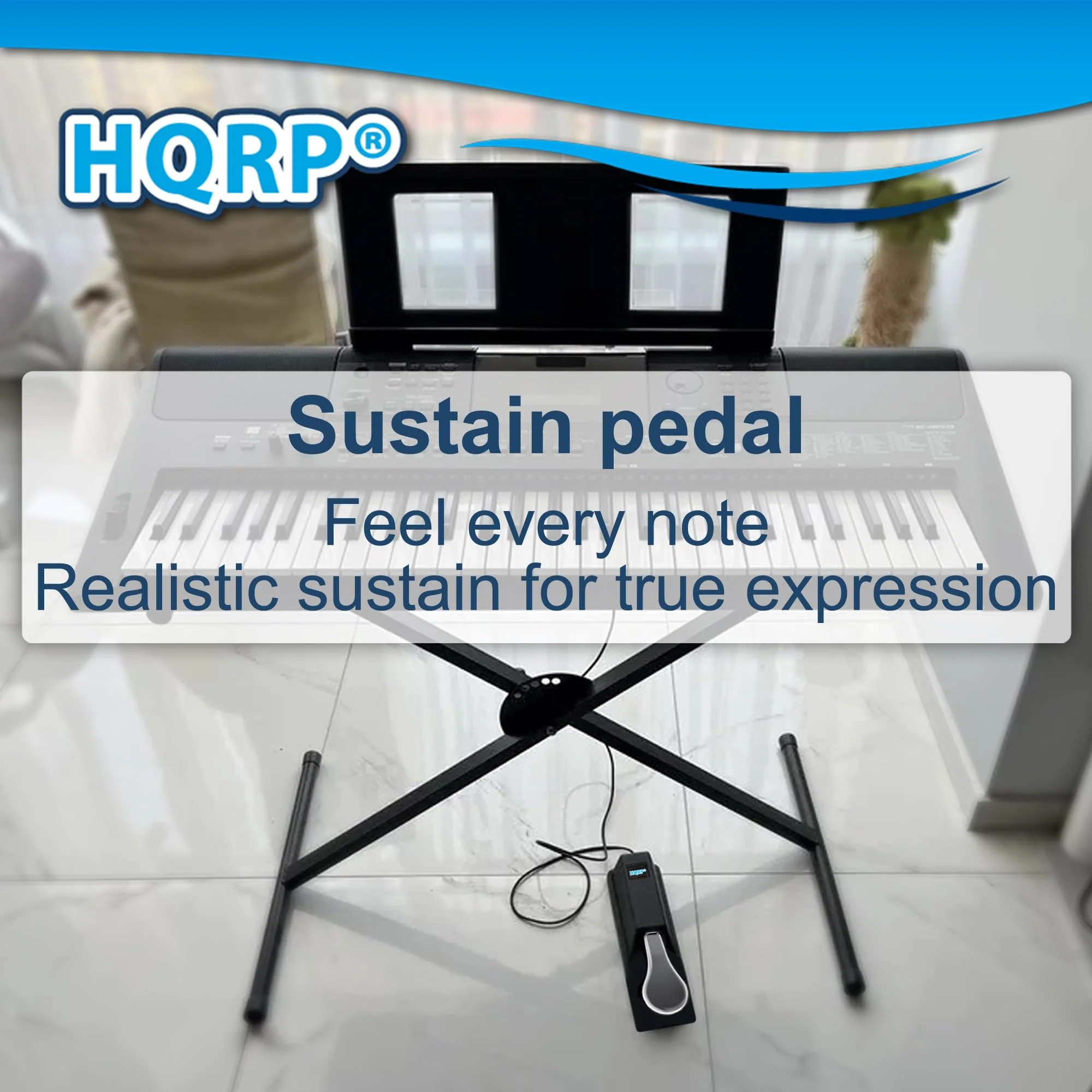 HQRP Sustain Pedal compatible with Casio WK-220 WK-225 LK-50 LK-55 LK-73 LK-230 LK-160 LK-165 LK-240 LK-270 LK-280 XW-P1 XW-G1 WK-200 WK-1300 WK-240 WK-245 WK-7600 Keyboards - Image 8