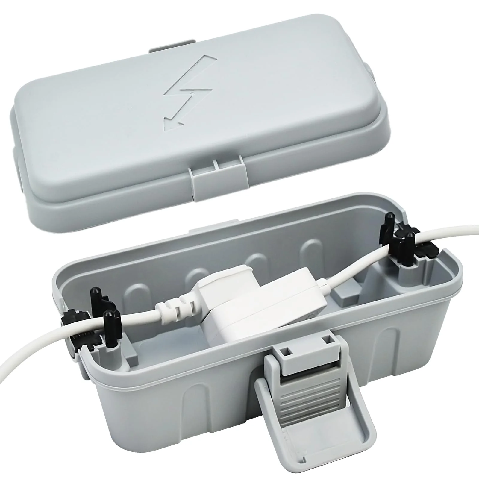 Hrensaw Small Weatherproof Electrical Connection Box(Inner 5.5 x 3 x 2.2inch),Outdoor Electrical Box,Waterproof Extension Cord Covers for Plug, Extension Cables, Holiday Lights,Grey Grey