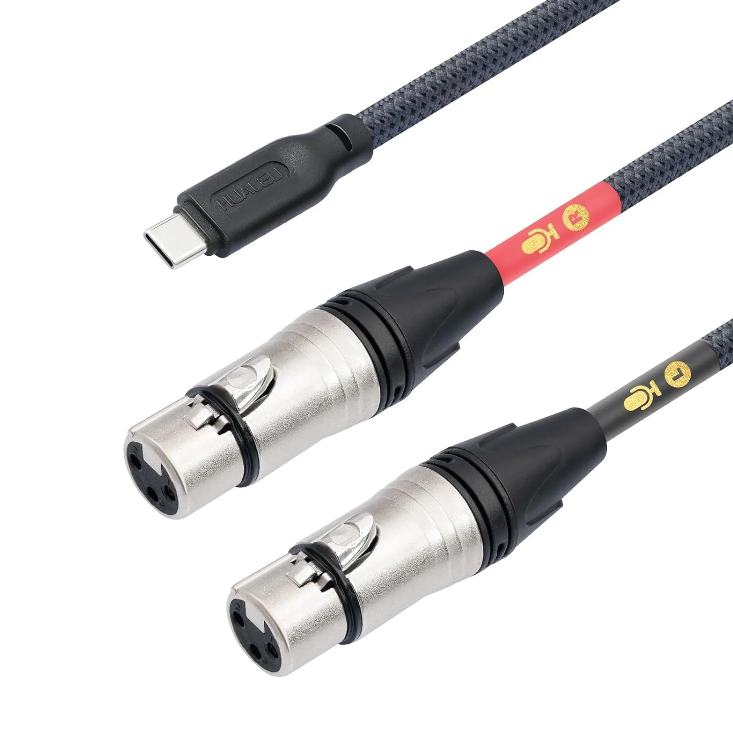 HUALUE 10Ft Dual XLR Female to USB C Stereo Microphone Cable,XLR Female Smartphone USB C Recording Cable，Dual Channel Stereo Input XLR to USB C for iPhone 15 ipad Dynamic Condenser Microphone