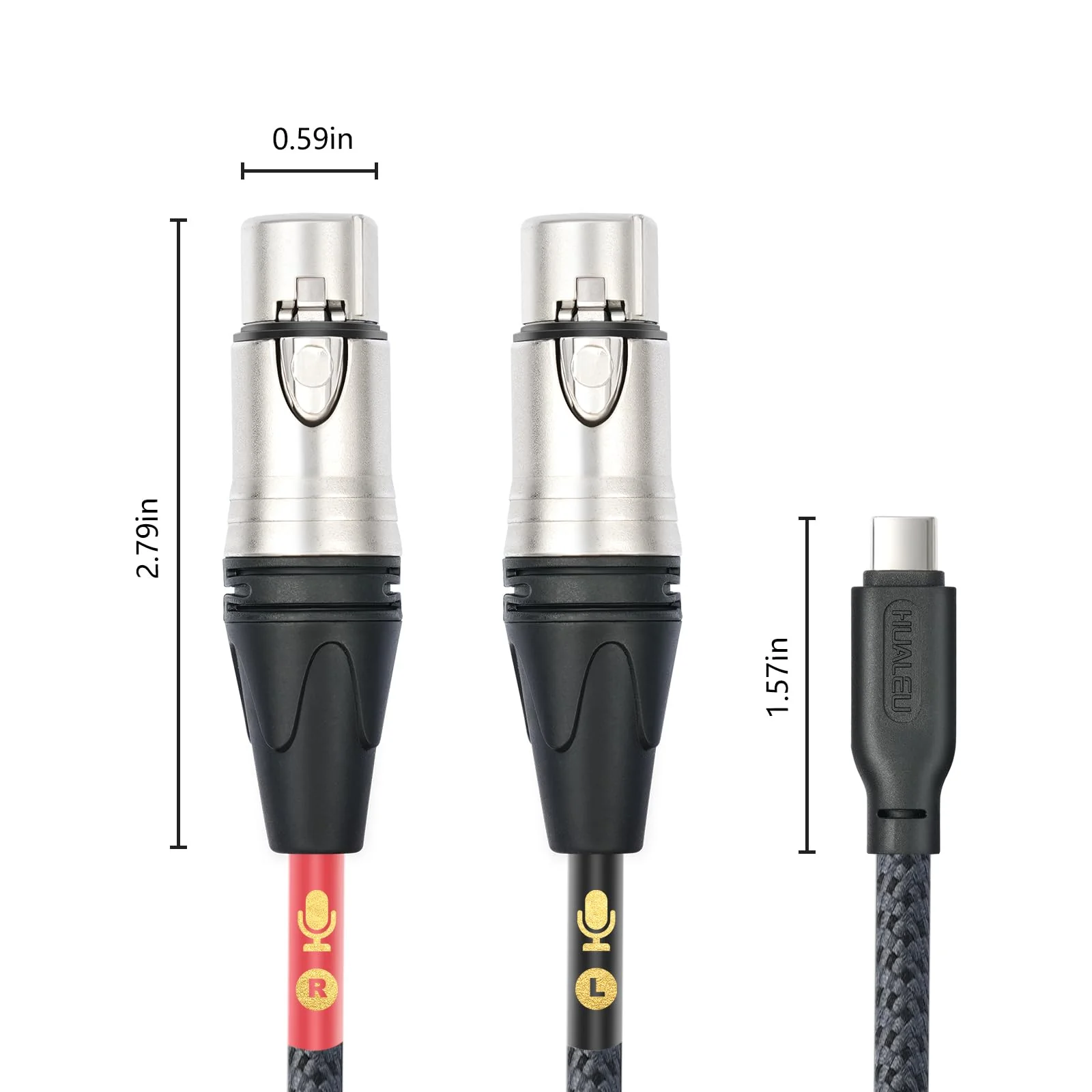 HUALUE 10Ft Dual XLR Female to USB C Stereo Microphone Cable,XLR Female Smartphone USB C Recording Cable，Dual Channel Stereo Input XLR to USB C for iPhone 15 ipad Dynamic Condenser Microphone - Image 5