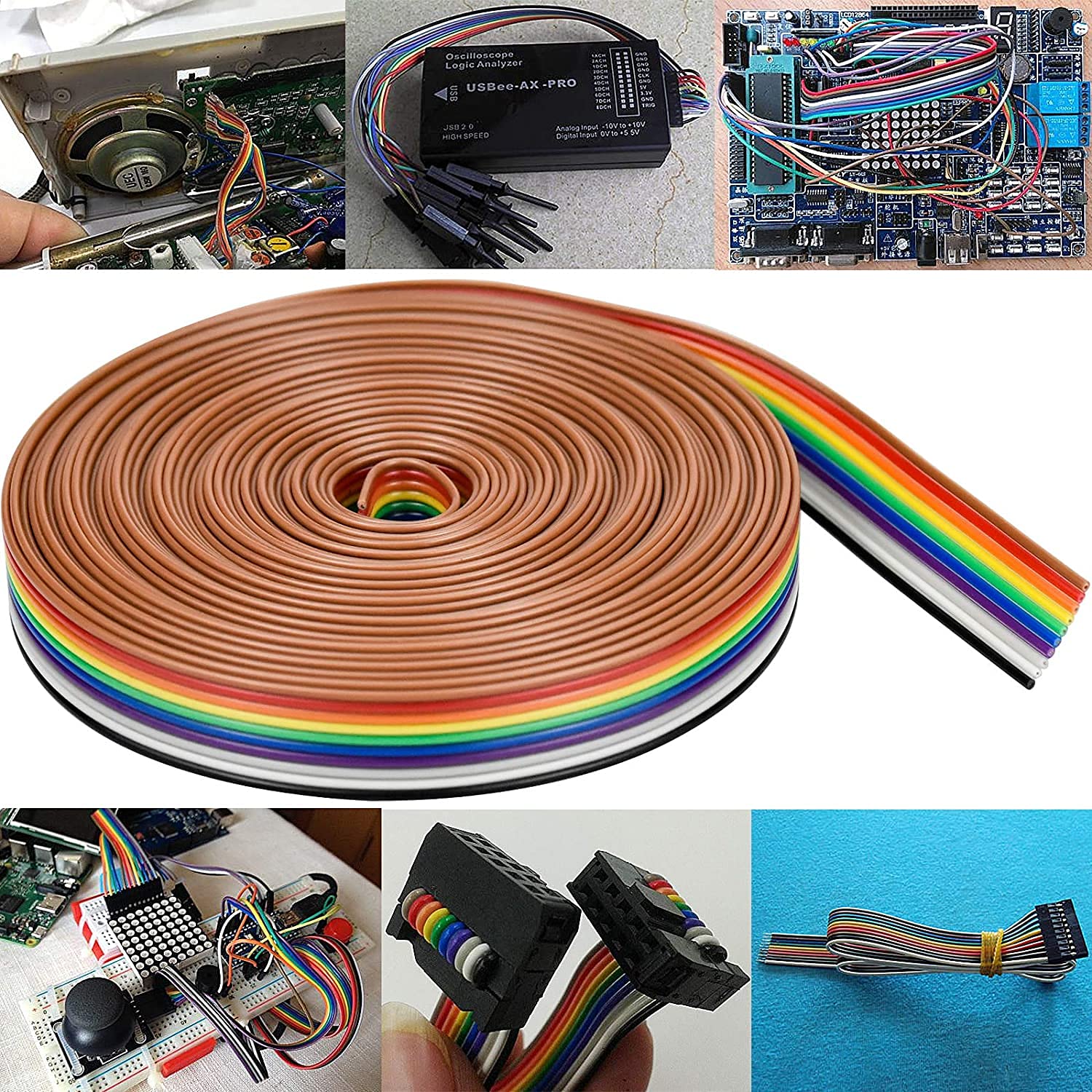 HUAZIZ 2 Rolls of Colourful Ribbon Cable, 1.27 mm Spacing Cable, 20 Pin Flat Rainbow Ribbon Cable for 2.54 mm Connectors, IDC Cable Rainbow (3 Metres/Rolls) - Image 4
