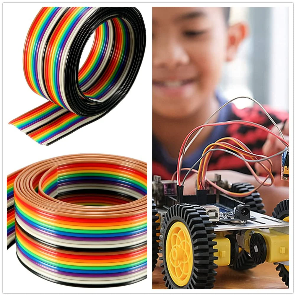 HUAZIZ 2 Rolls of Colourful Ribbon Cable, 1.27 mm Spacing Cable, 20 Pin Flat Rainbow Ribbon Cable for 2.54 mm Connectors, IDC Cable Rainbow (3 Metres/Rolls) - Image 7
