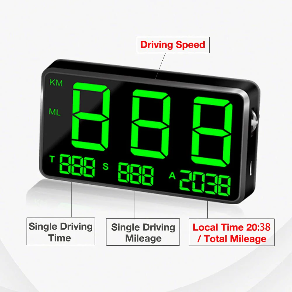 HUD Original Universal GPS Head Up Display Speedometer Odometer Car Digital Speed Display MPH Over Speed Alarm Car Clock for All Vehicles C60S/C80/C90 - Image 3