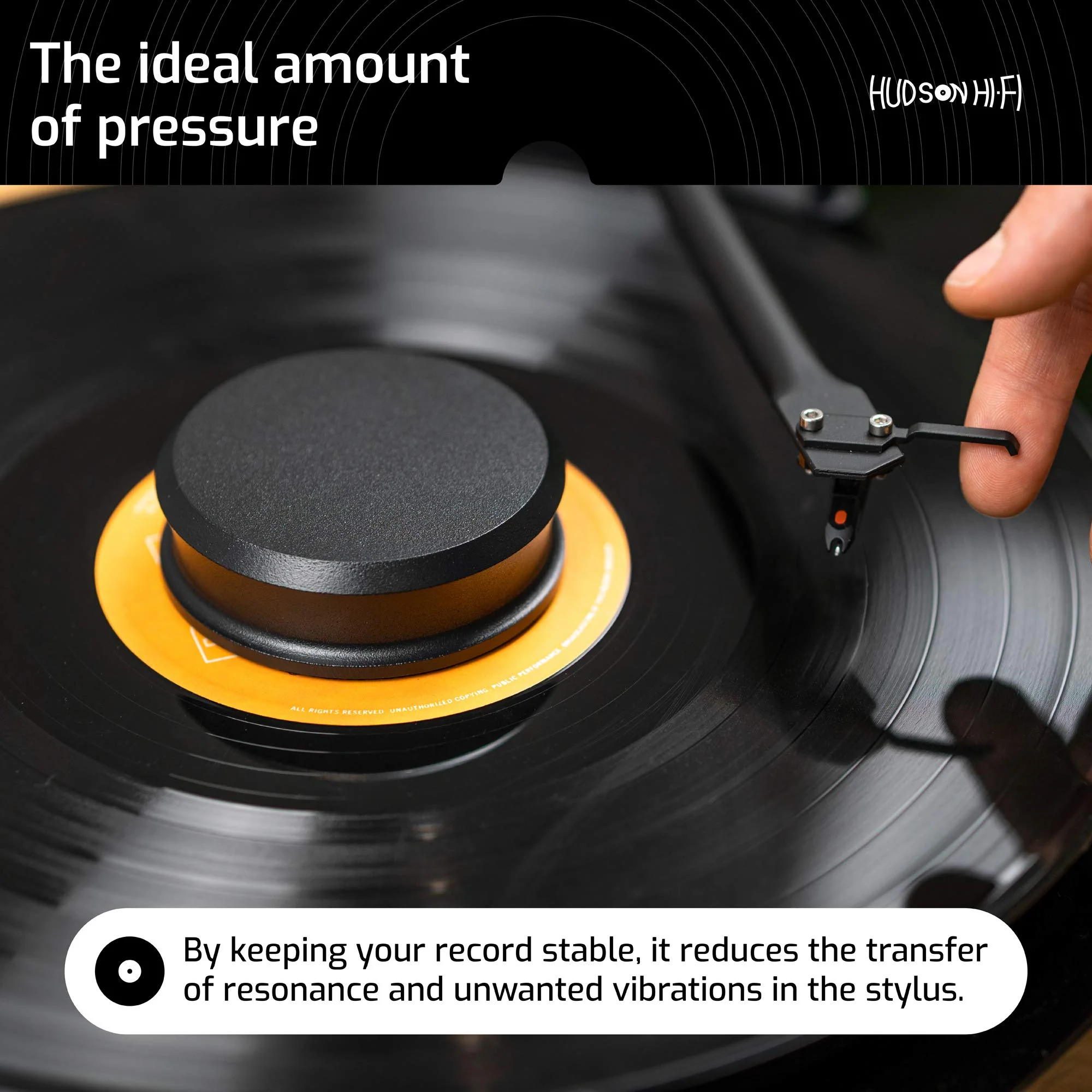 Hudson Hi-Fi SmallBen Record Weight Stabilizer with Protective Leather Pad - 9-Ounce Vinyl Turntable Weight - Durable & Stylish LP Stabilizer - Fits Any Turntable - Black Matte SMALLBEN_BLACK - Image 5