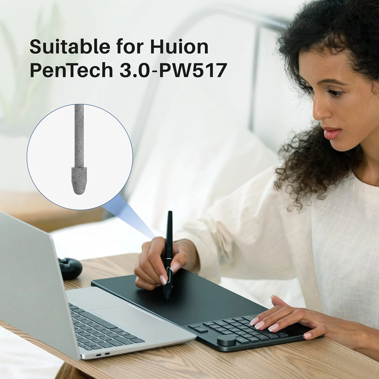HUION 10 Pack Upgraded Replacement Felt Nibs PN05F Compatible with Pen Stylus PW517 for Drawing Tablets KD200, Kamvas 12, Kamvas 13, Kamvas 22, Kamvas 22 Plus, Kamvas Pro 16 Plus 4K, Kamvas Pro 24 4K - Image 2