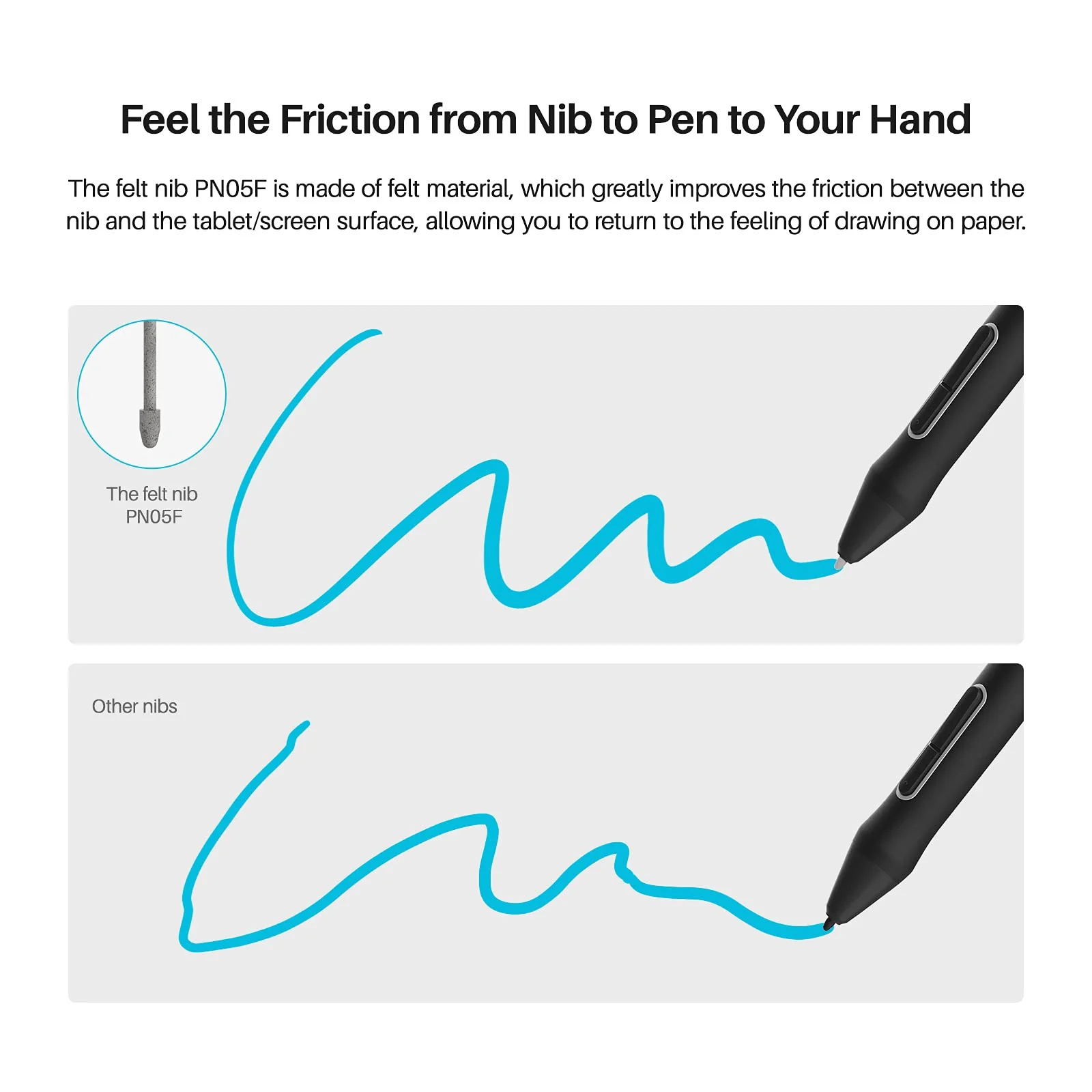 HUION 10 Pack Upgraded Replacement Felt Nibs PN05F Compatible with Pen Stylus PW517 for Drawing Tablets KD200, Kamvas 12, Kamvas 13, Kamvas 22, Kamvas 22 Plus, Kamvas Pro 16 Plus 4K, Kamvas Pro 24 4K - Image 3