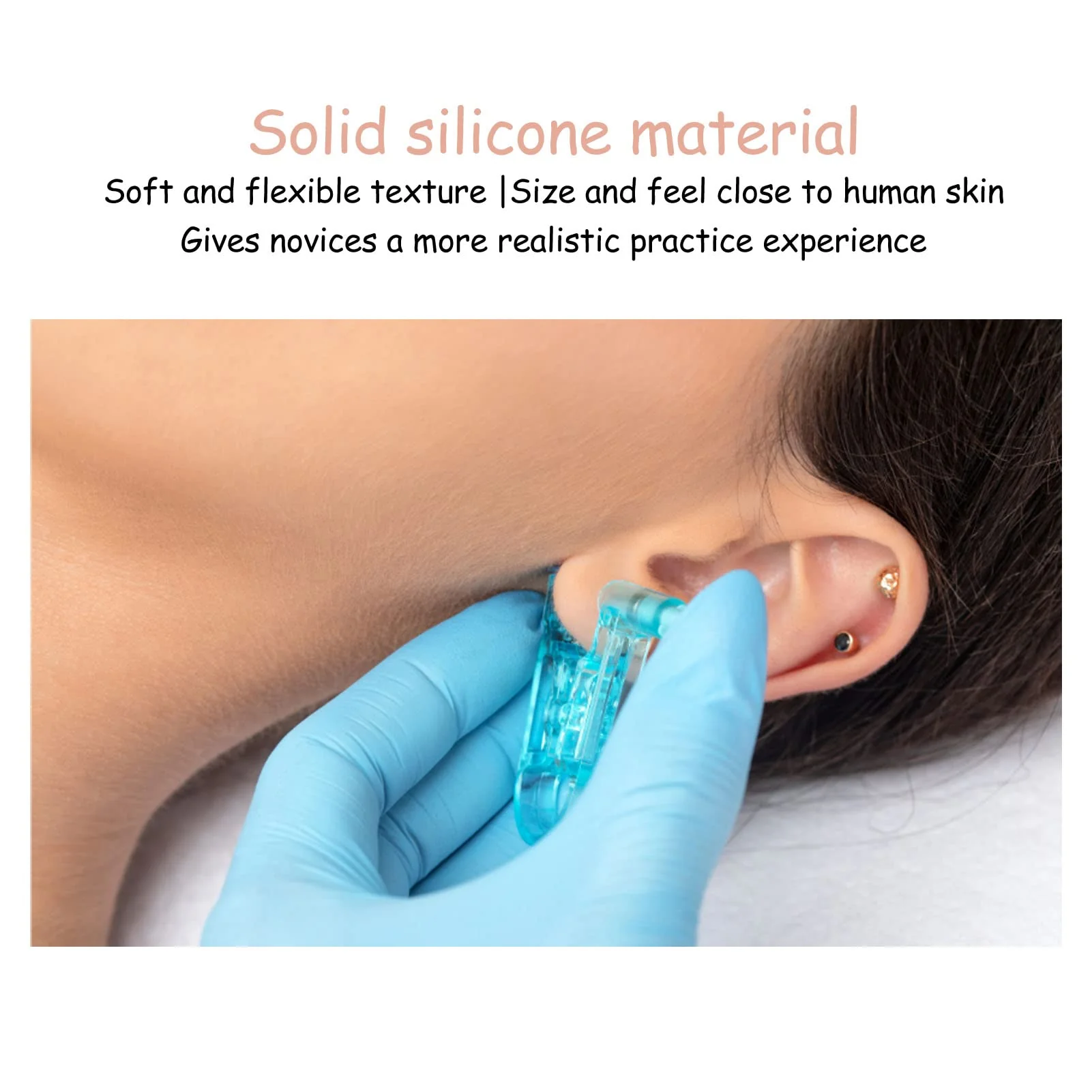 Human Ear Model, 1 Pair Soft Silicone Simulation Ear Model, Flexible Artificial Ear, Realistic Body Parts for Piercing Exercises, Earrings, Jewellery Display (2#) 2# - Image 4