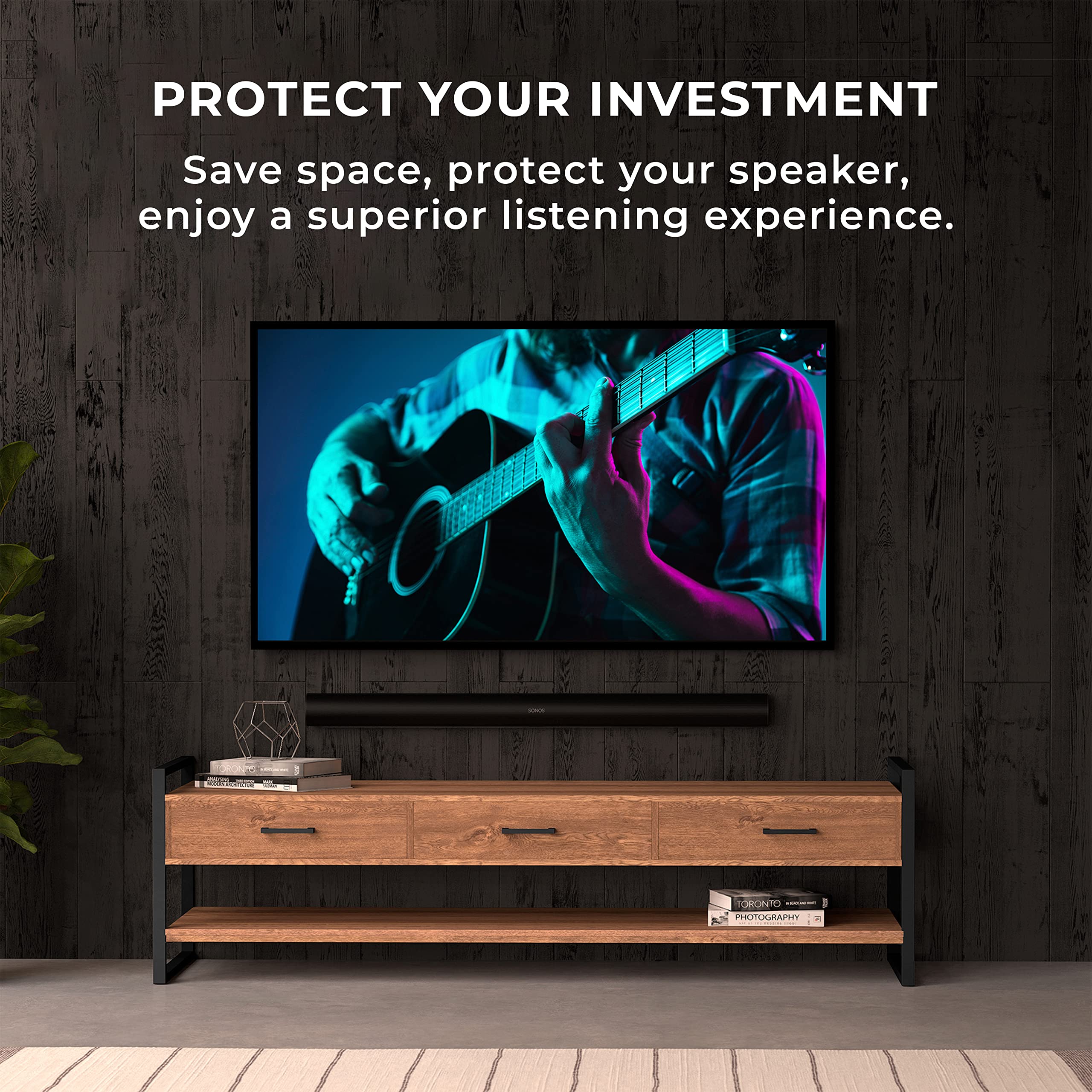 HumanCentric Wall Mount Compatible with Sonos Arc Sound Bar (Black), Floating Style Mounting Bracket Compatible with Sonos Arc Wall Mount, Soundbar Mount for Sonos Arc Mount on Wall Under TV - Image 5