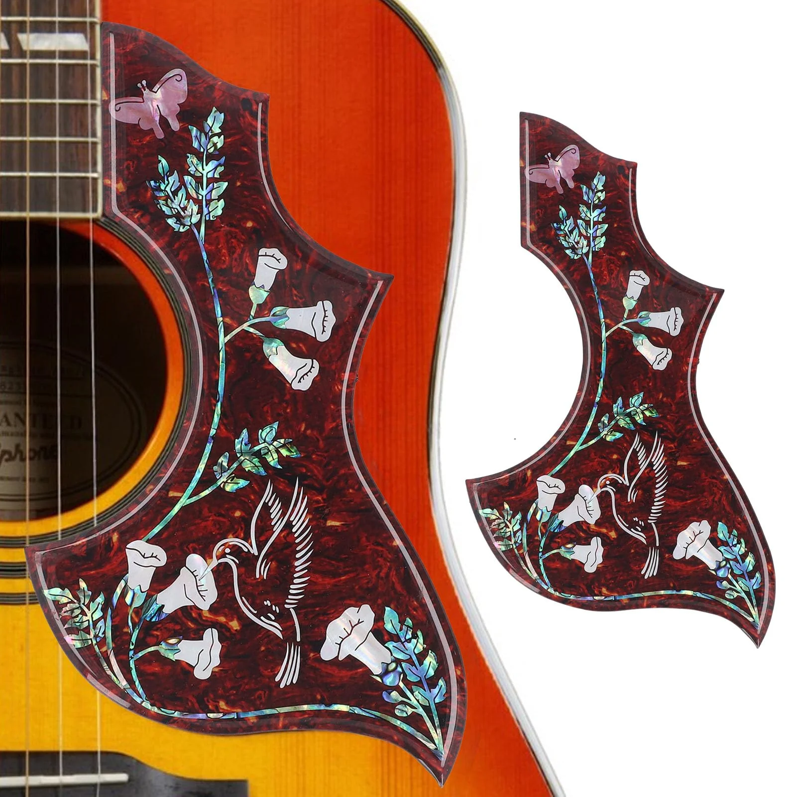 Hummingbird Acoustic Guitar Pickguard, Self Adhesive, Anti Scratch Guitar Plate, 2mm Thick, Guitar Pick Guard for Standard Size Guitars