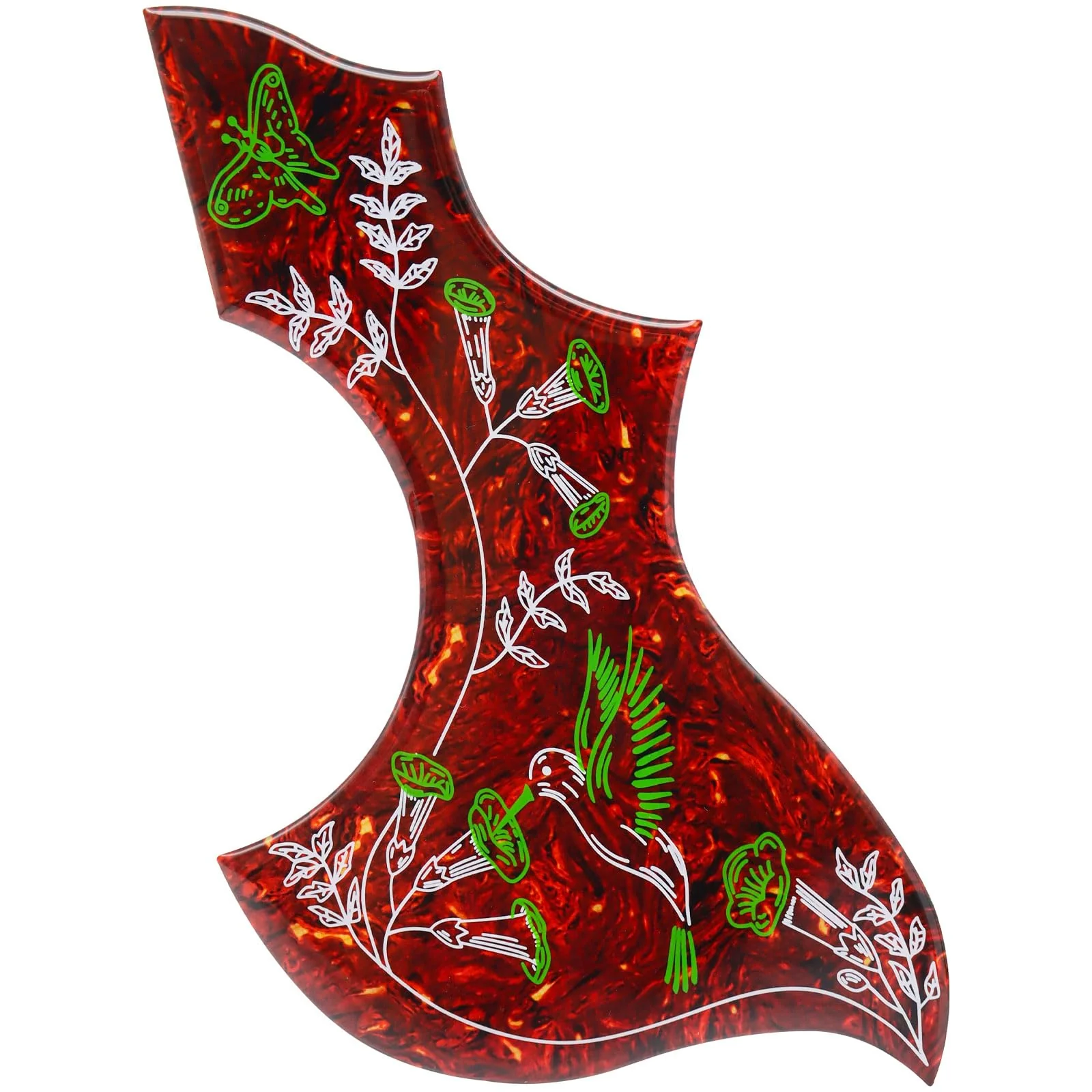 Hummingbird Pickguard for Folk Acoustic Guitar, Self Adhesive Wear-Resistant Thickened 2.4mm Scratch Plate, Pick-Compatible Design for Acoustic Guitars (Brown Red) - Image 2