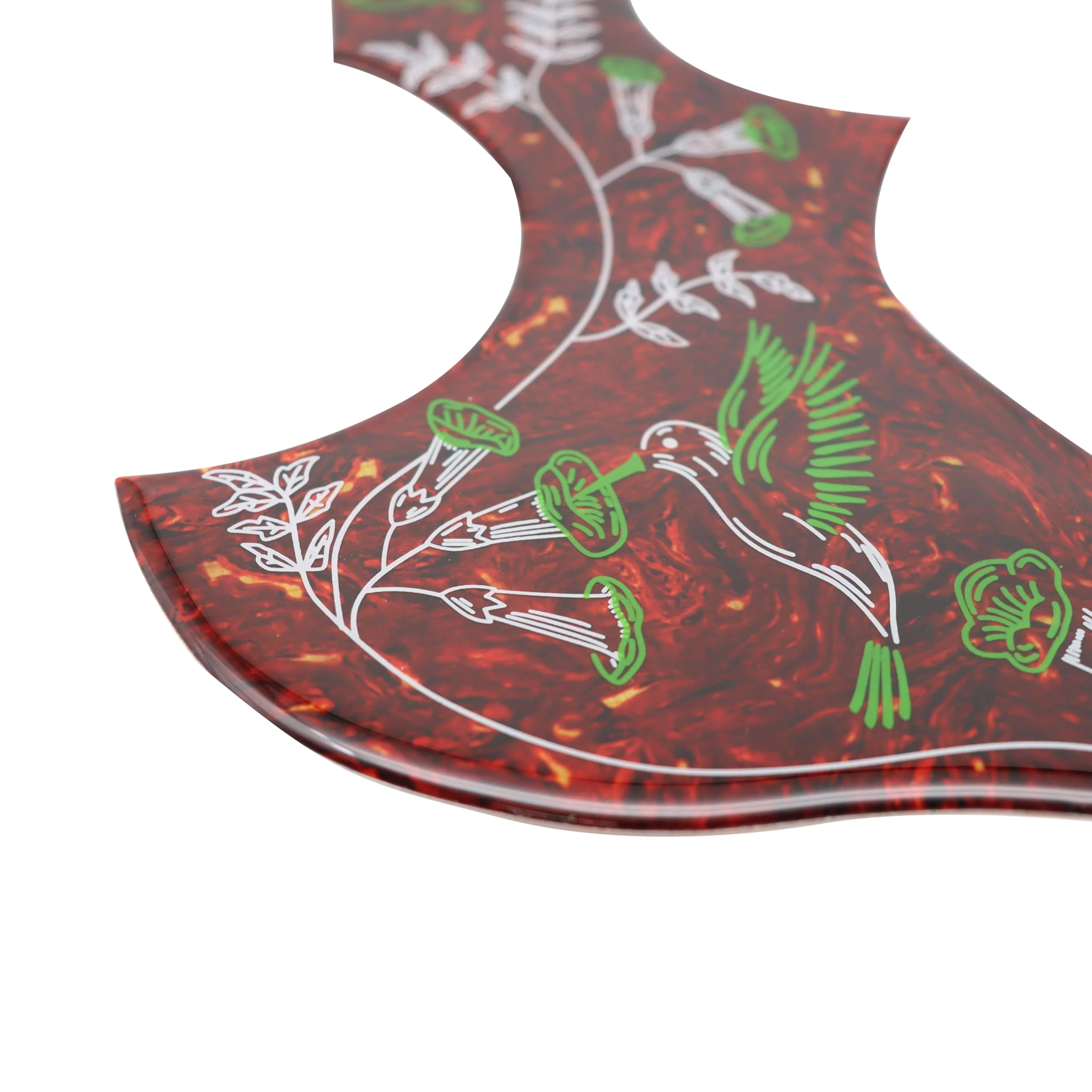 Hummingbird Pickguard for Folk Acoustic Guitar, Self Adhesive Wear-Resistant Thickened 2.4mm Scratch Plate, Pick-Compatible Design for Acoustic Guitars (Brown Red) - Image 3
