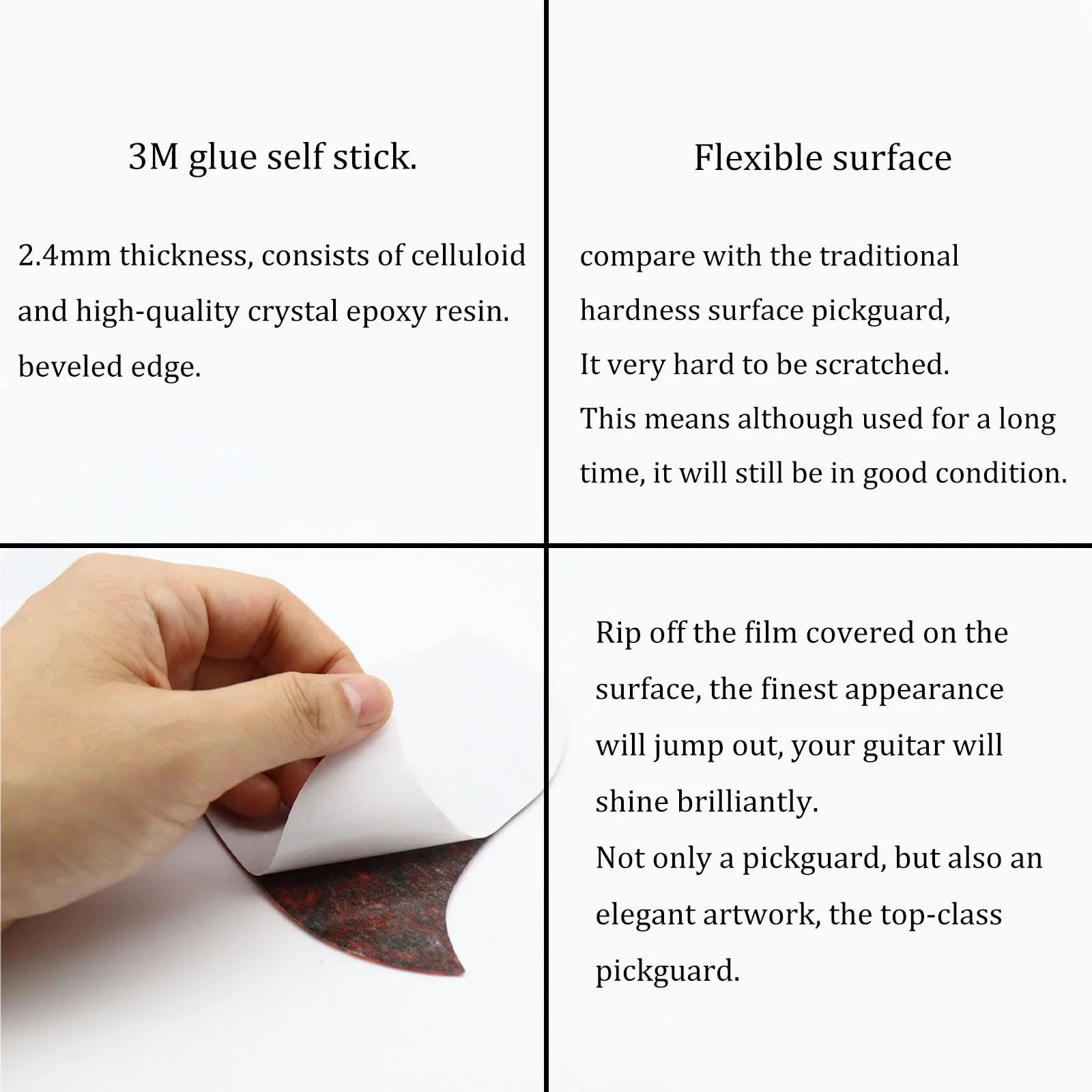 Hummingbird Pickguard for Folk Acoustic Guitar, Self Adhesive Wear-Resistant Thickened 2.4mm Scratch Plate, Pick-Compatible Design for Acoustic Guitars (Brown Red) - Image 4