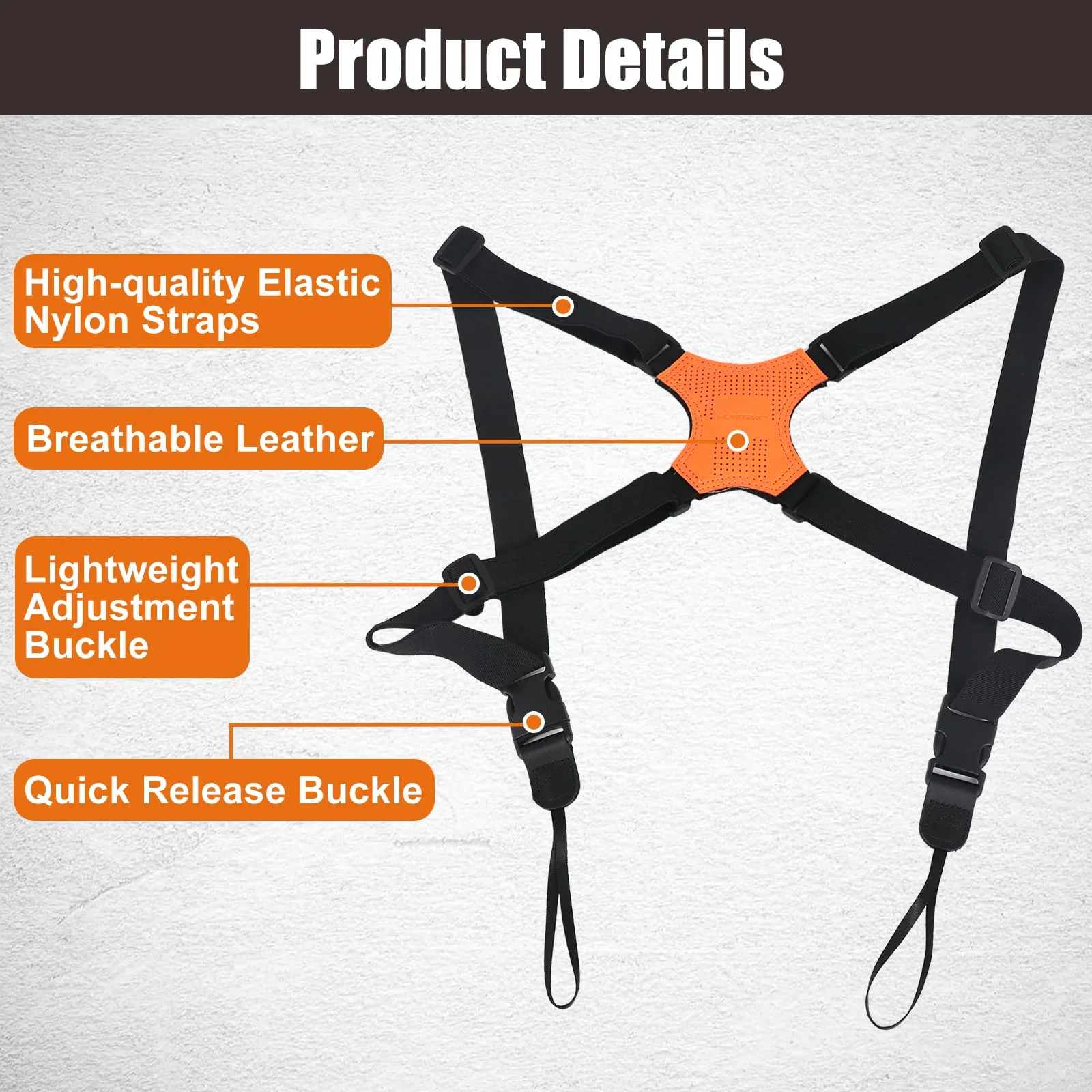 HUNTPAL Binocular Harness Strap for Hunting and Birding Wacthing, X-shaped Decompression Cross Body, Fit for Rangefinder Orange - Image 2