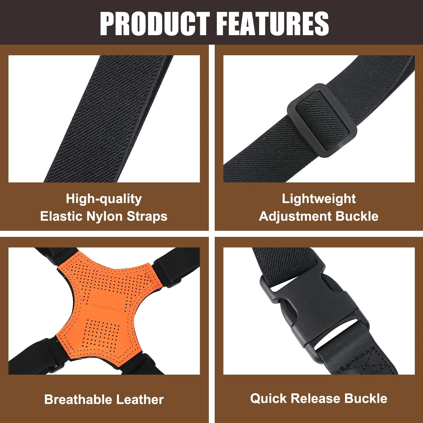 HUNTPAL Binocular Harness Strap for Hunting and Birding Wacthing, X-shaped Decompression Cross Body, Fit for Rangefinder Orange - Image 6