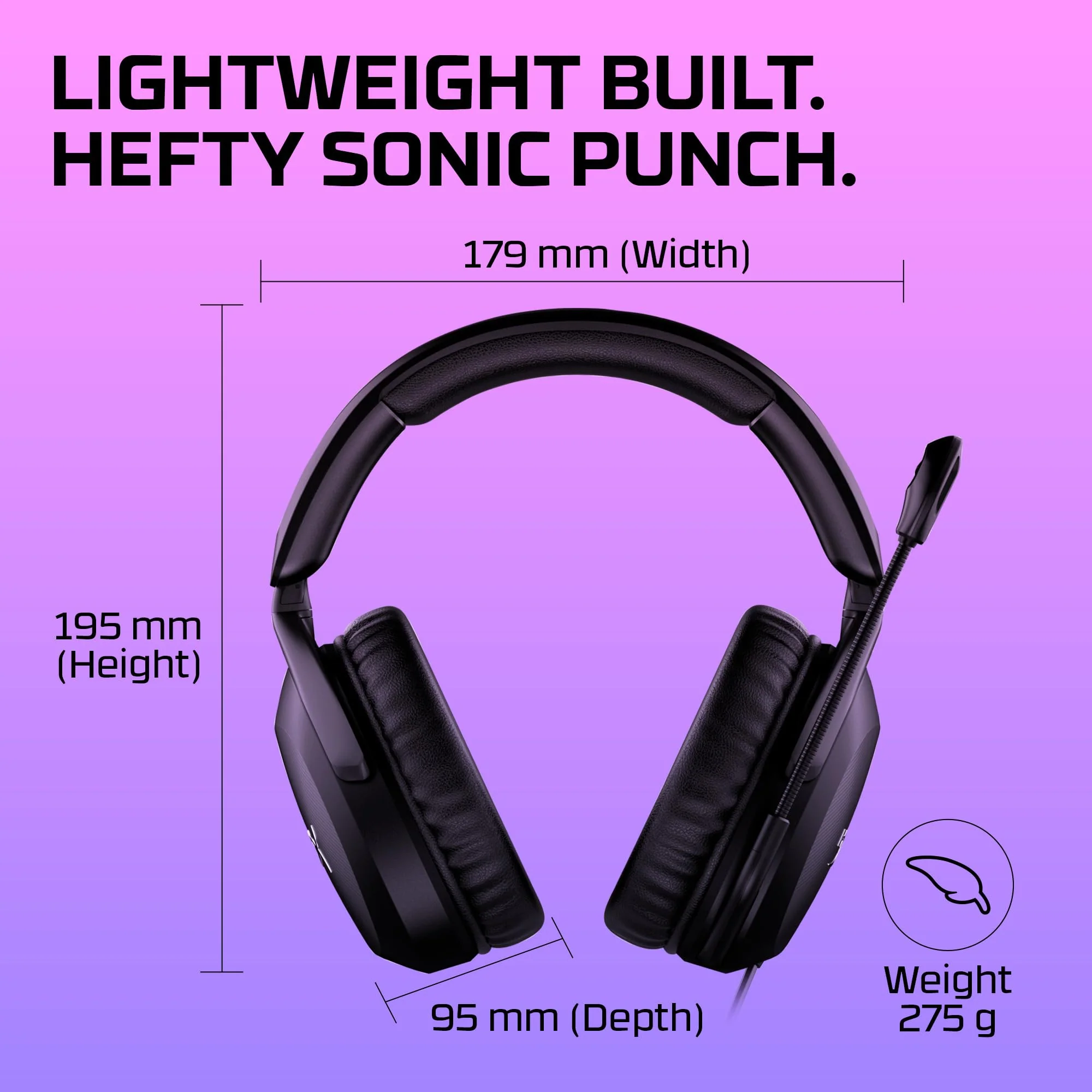HyperX Cloud Stinger 2 – Gaming Headset, DTS Headphone:X Spatial Audio, Lightweight Over-Ear Headset with mic, Swivel-to-Mute Function, 50mm Drivers, PC Compatible, Black Wired - Image 9