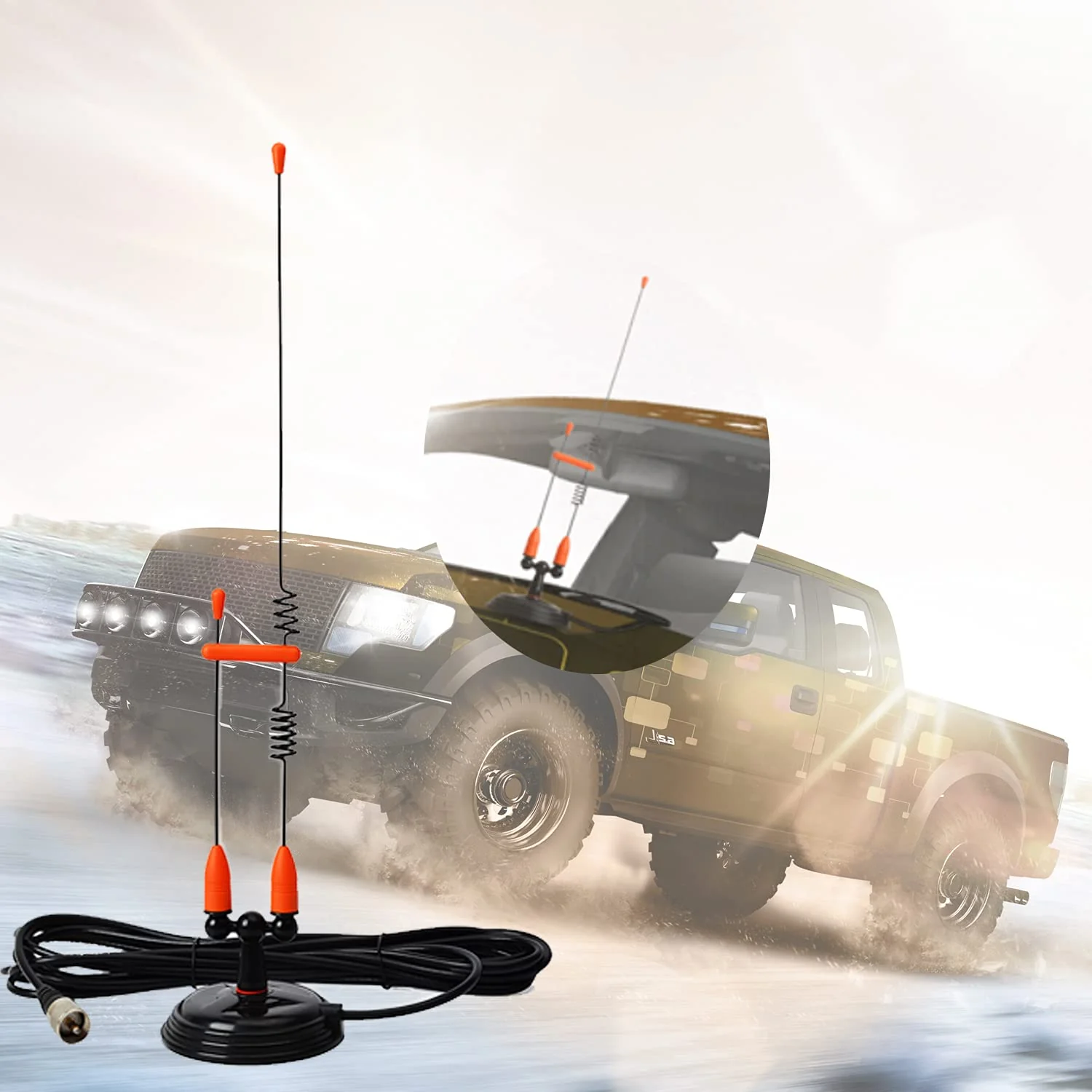 HYS Amateur Antennas Dual-Band VHF 144/UHF 430MHz Magnetic Base Mobile Antenna W/13 ft RG58 Coax Cable UHF-male/PL259 for Motorola Kenwood Midland SO239 Mobile Radios (Orange&Black) Orange&Black - Image 6